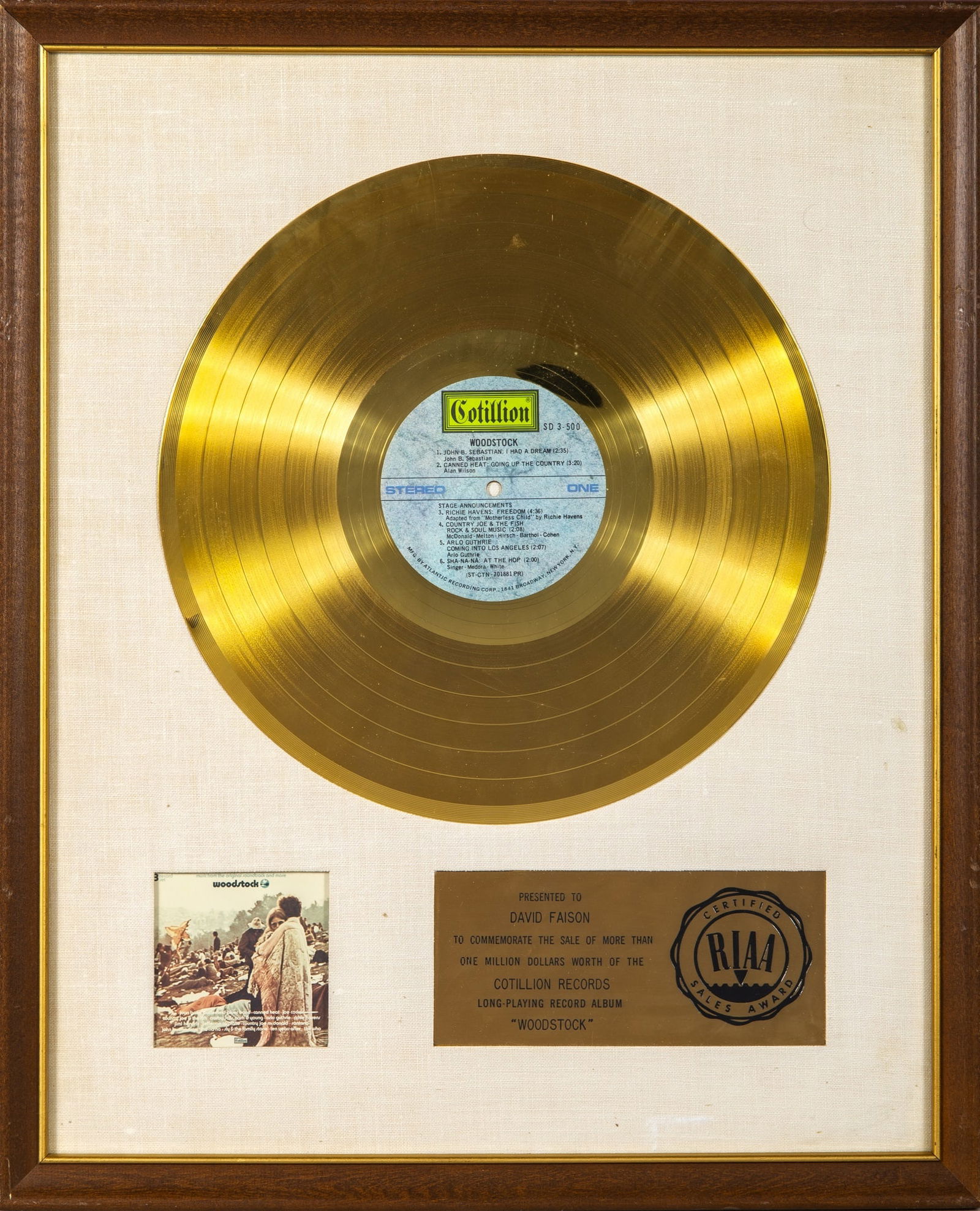 A fine Woodstock gold record (1 of 1)
