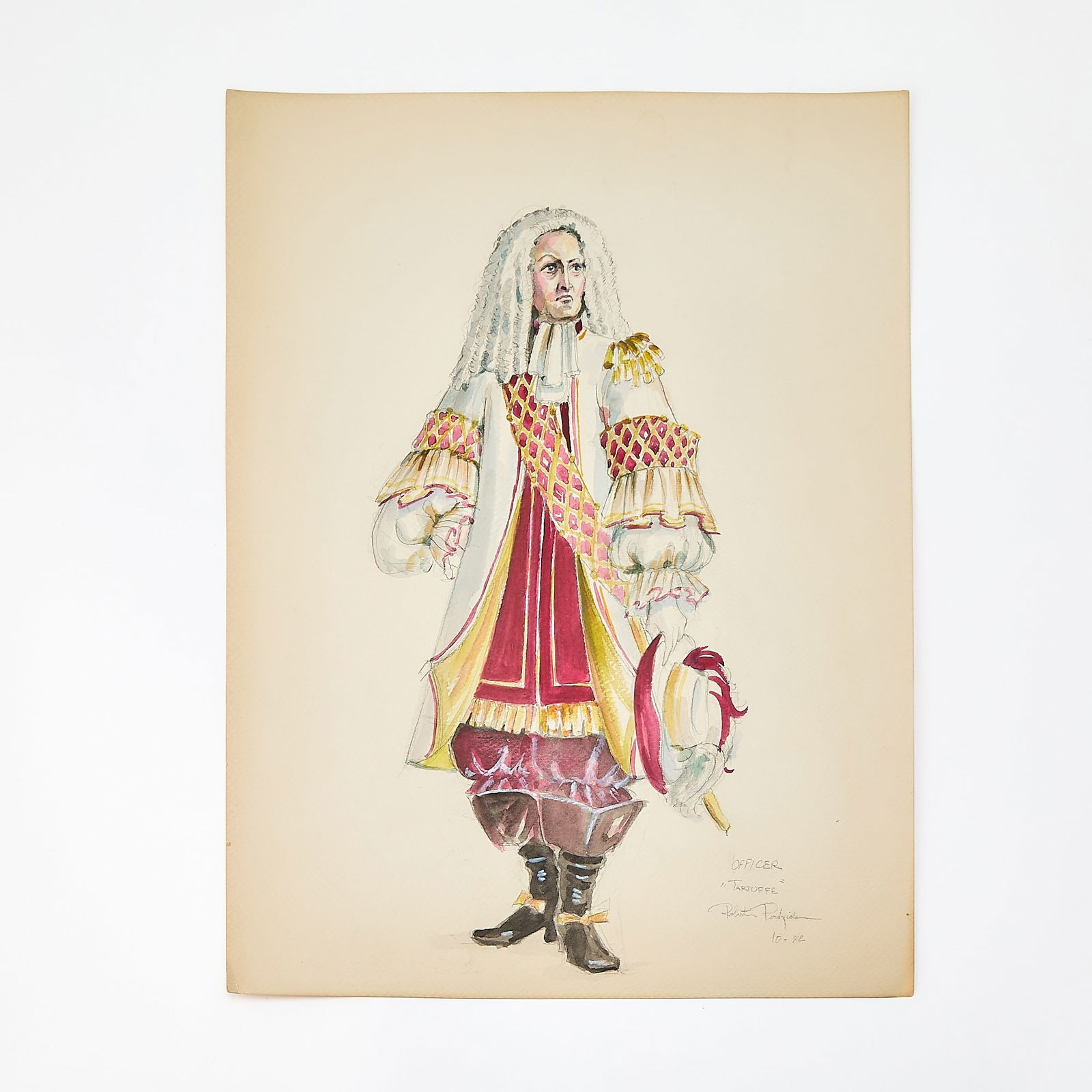 Robert Perdziola's splendid designs for Molière's Tartuffe: PERDZIOLA, ROBERT and MOLIÈRETartuffe. Six large original costume designs in watercolor and pencil by noted American artist Robert Perdziola (born 1961), each titled and signed in pencil by the