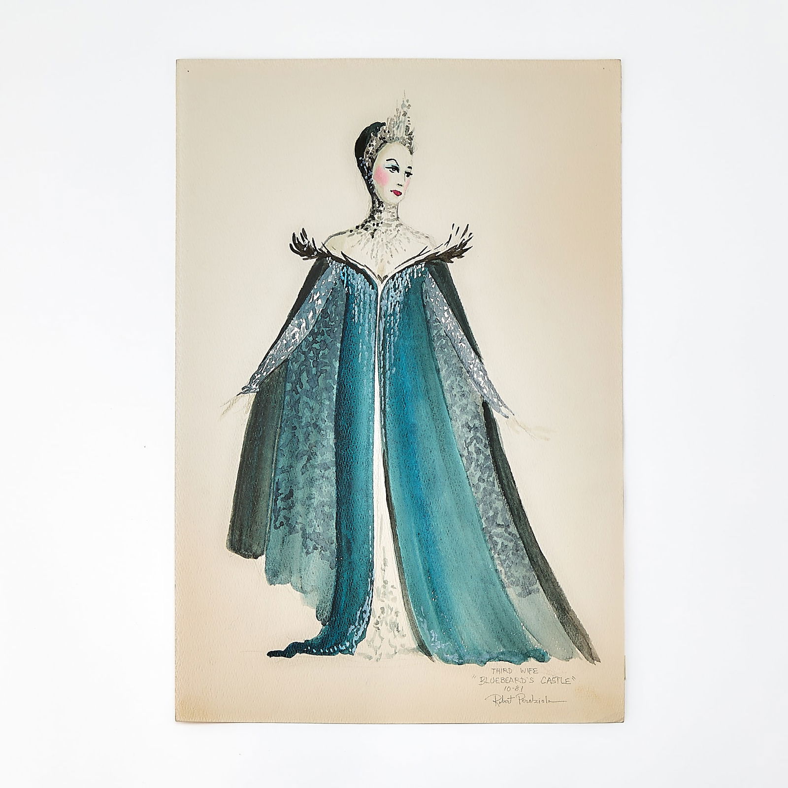 Robert Perdziola's designs for Bartok's Bluebeard's Castle: PERDZIOLA, ROBERT and BELA BARTÓK Bluebeard's Castle, an opera. Six fine original costume designs in watercolor by noted American artist Robert Perdziola (born 1961),