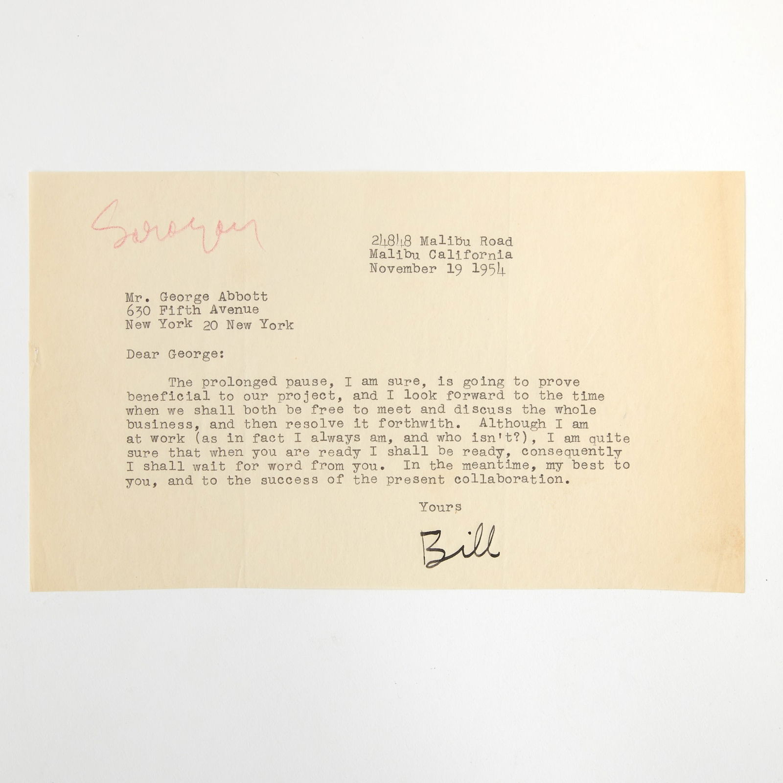 George Abbott scripts and correspondence - 2