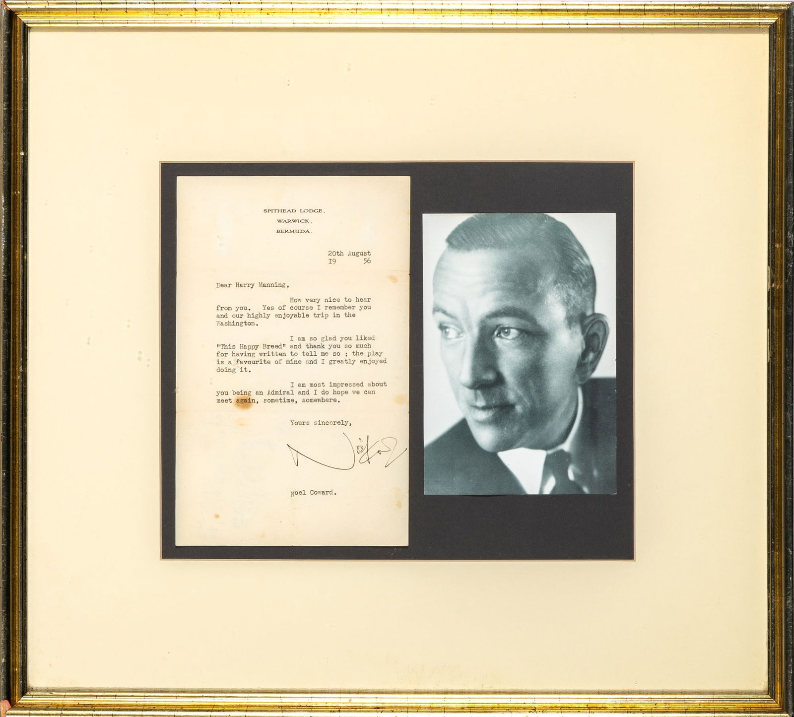 A Noel Coward inscribed musical quotation, with an interesting typed letter signed (1 of 2)