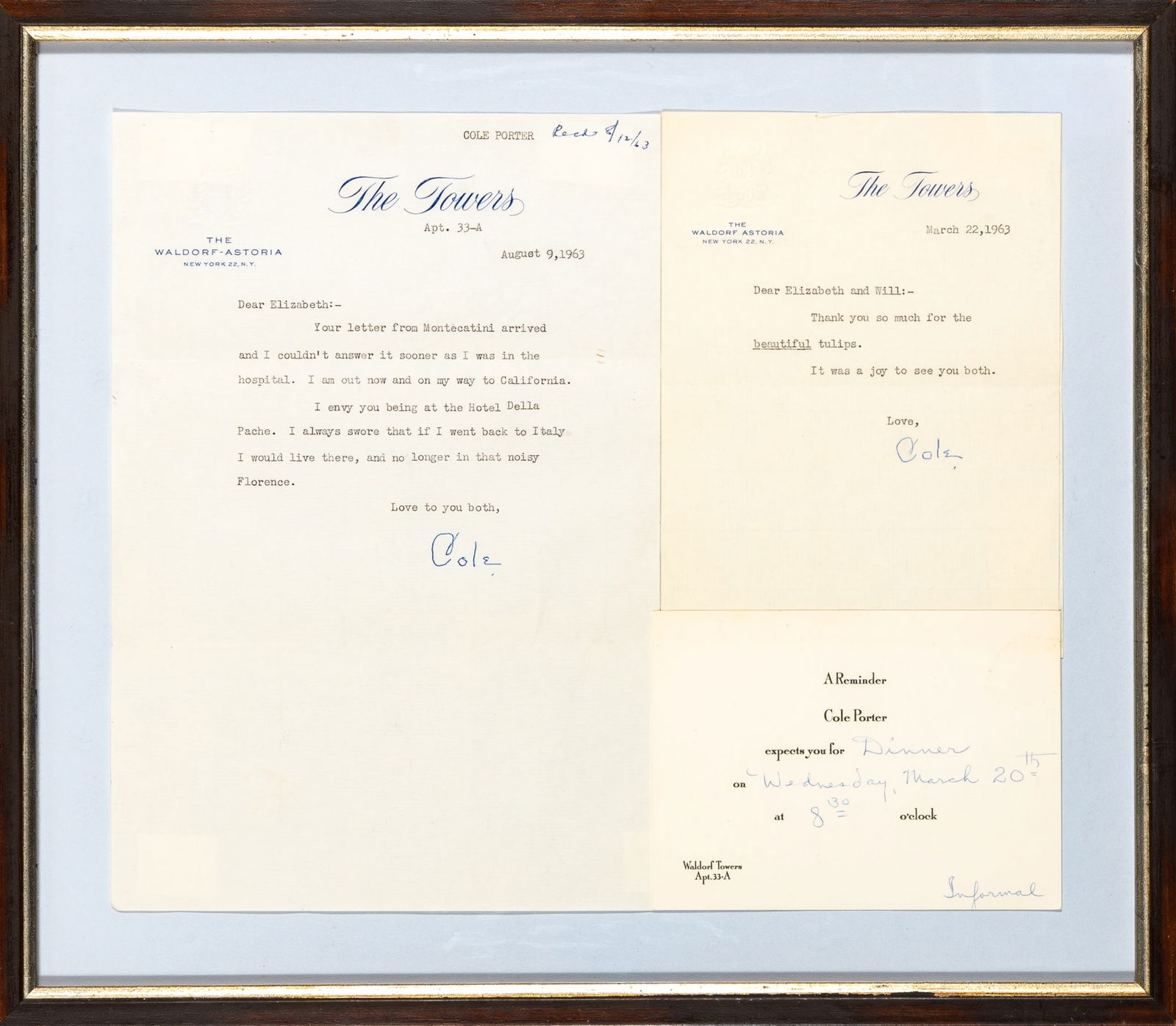 Cole Porter typed letters signed (1 of 1)