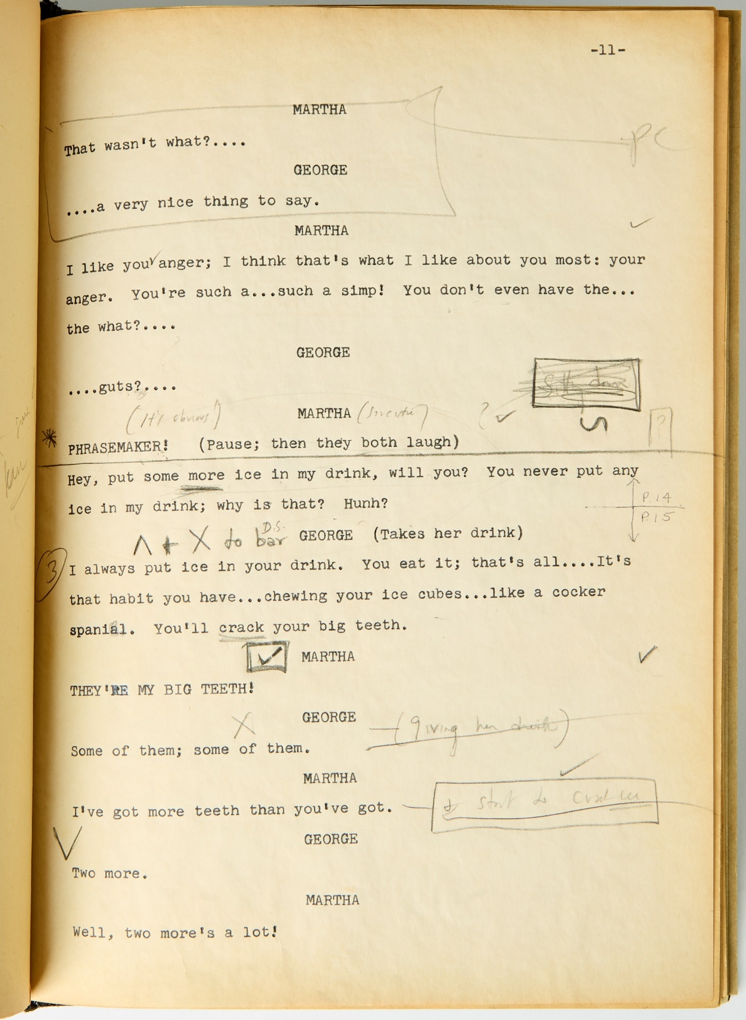 The director's annotated script for Who's Afraid of Virginia Woolf? as work in progress (1 of 4)