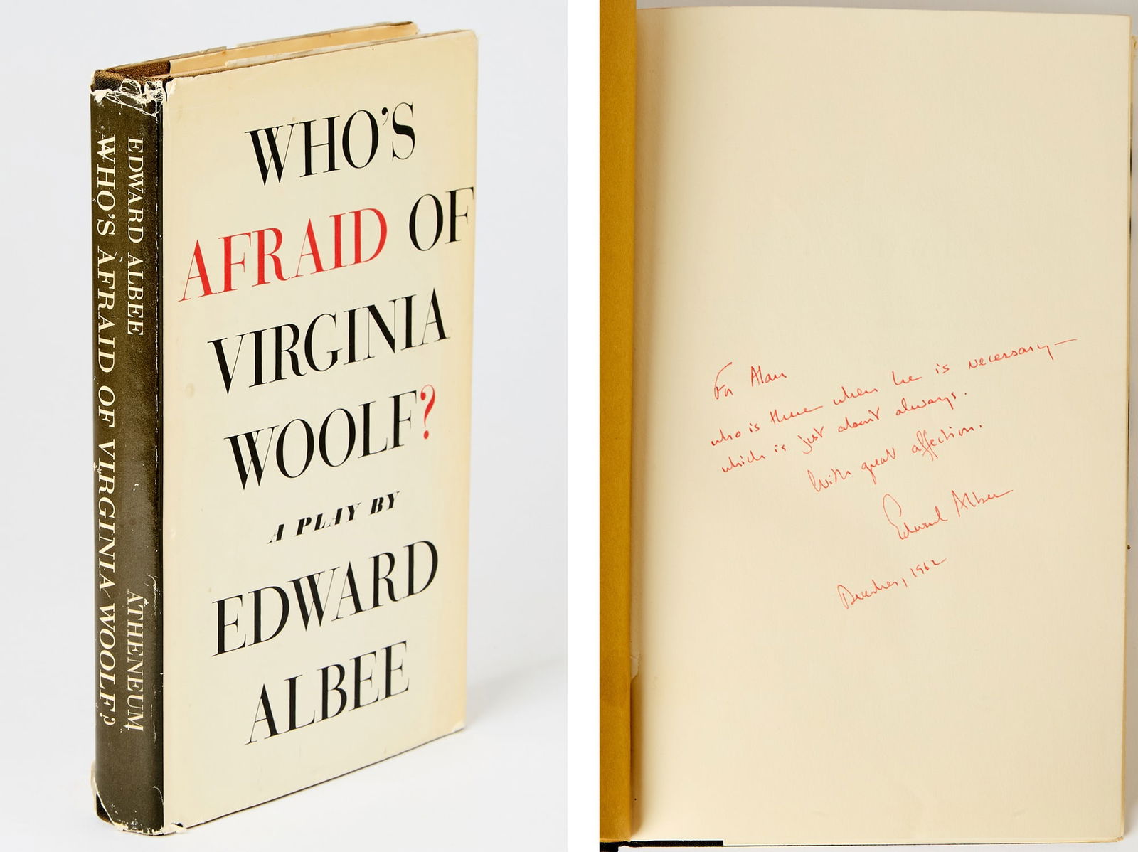 Who's Afraid of Virginia Woolf? inscribed to Alan Schneider (1 of 4)