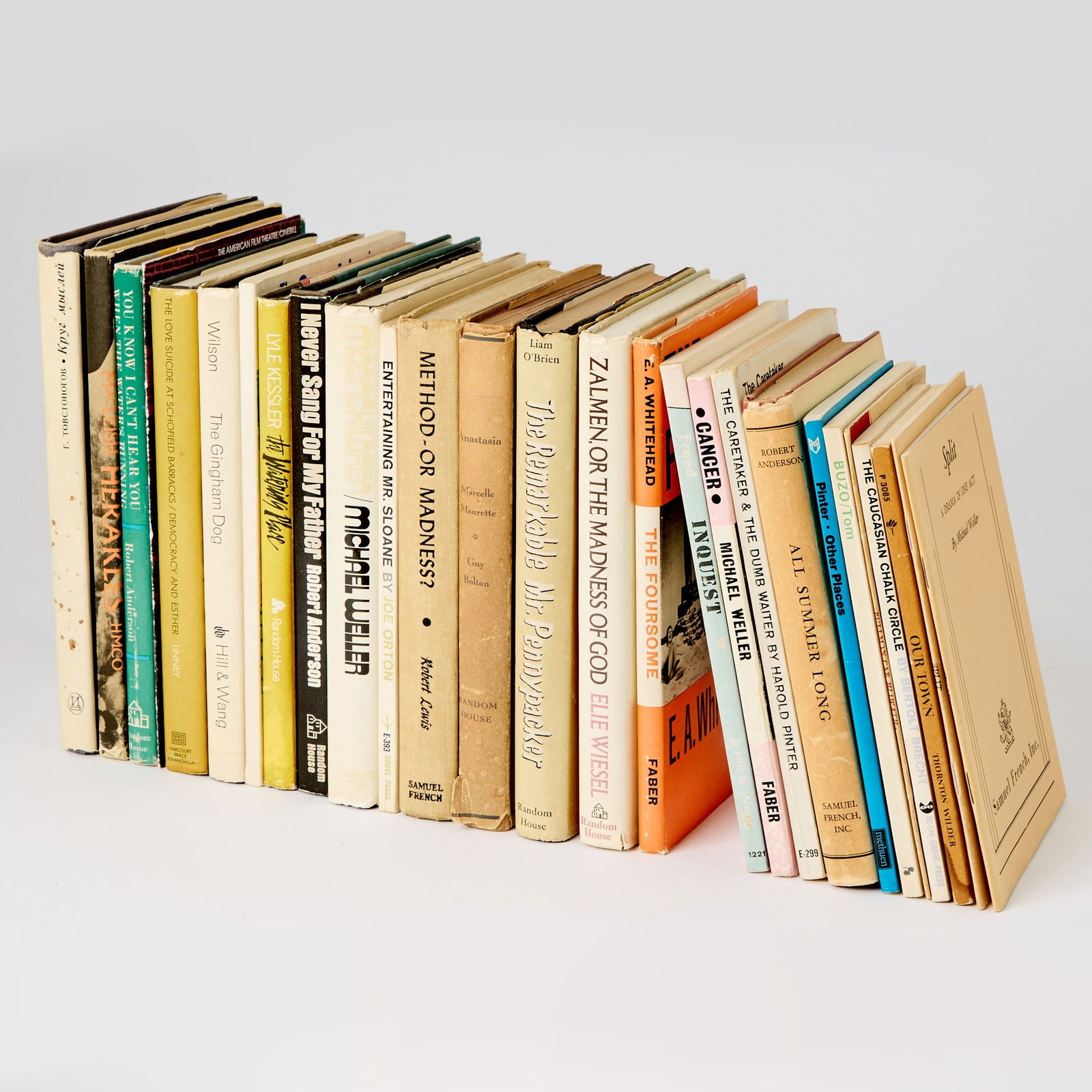 A group of miscellaneous plays, most signed or inscribed to Alan Schneider: HAROLD PINTER; ELIE WIESEL; MICHAEL WELLER; THORNTON WILDER; ROBERT ANDERSONA group of approximately 30 plays and theater related works, most signed or inscribed to Alan Schneider. Hard and