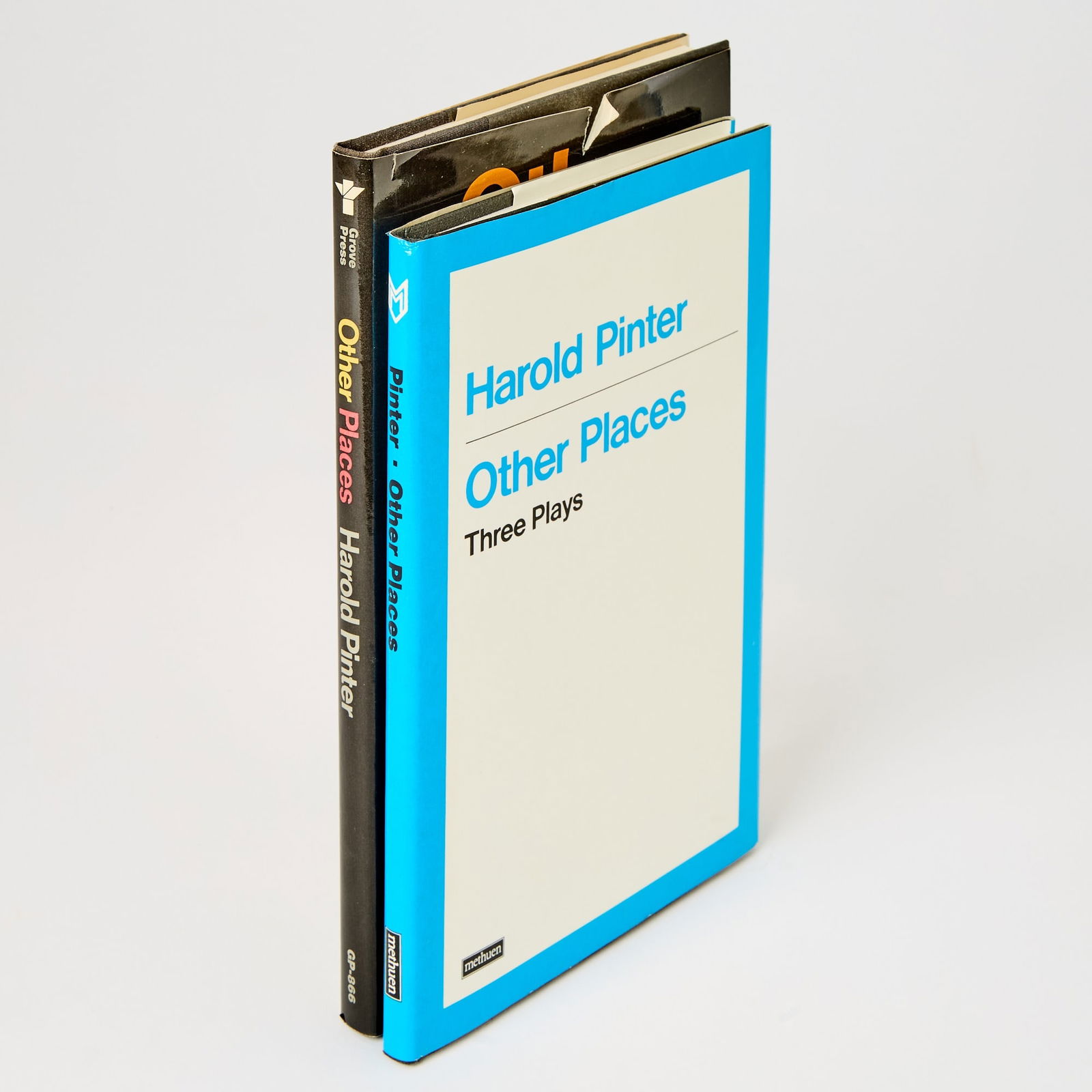 Two first editions of Harold Pinter's Other Places inscribed to Alan Schneider: HAROLD PINTER Other Places: Three Plays. London: Methuen, [1982]. First U.K. edition, inscribed by Pinter to Alan Schneider on the title page: "To my old friend Alan / With love / Harold," and with a