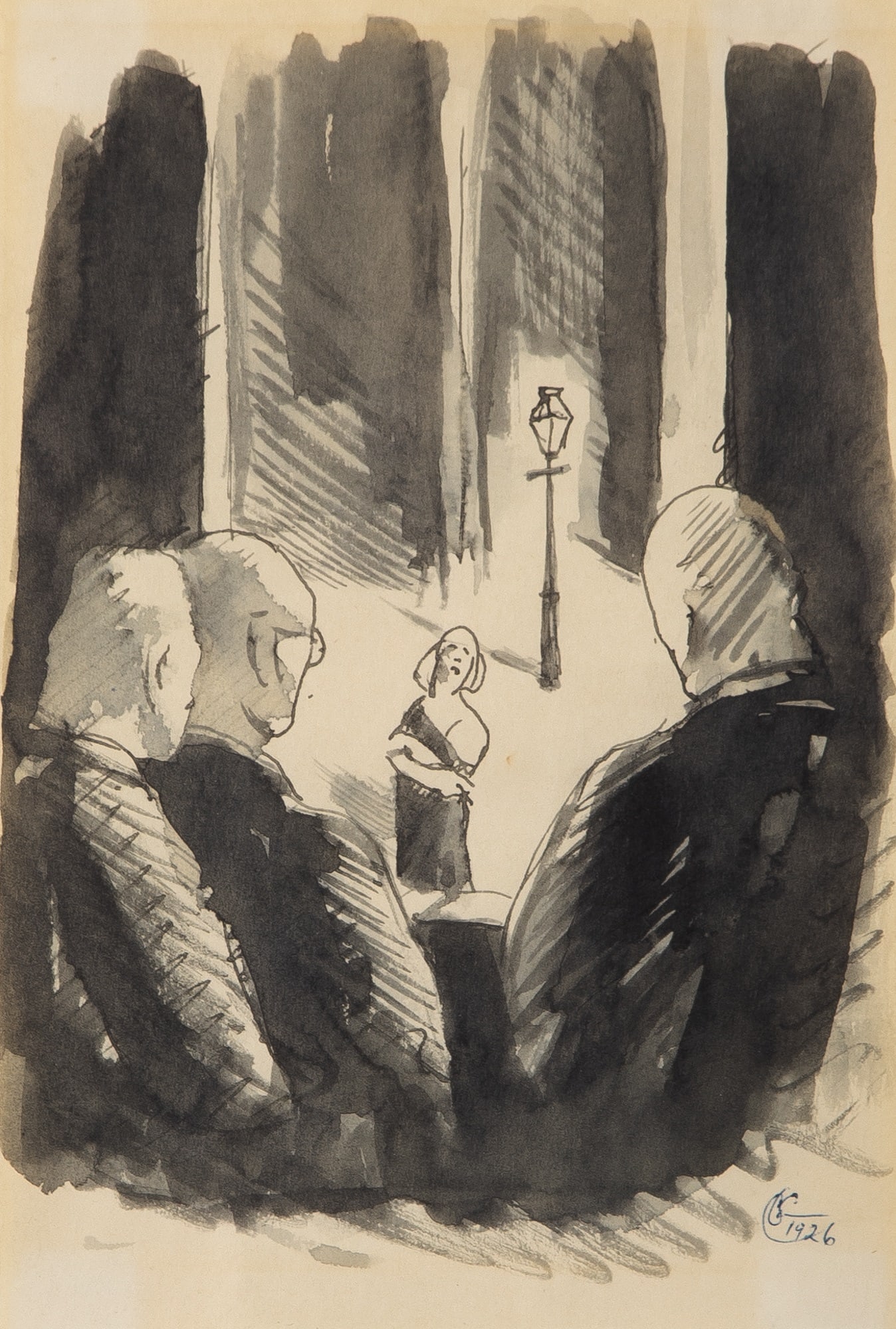 Everett Shinn: American, 1876-1953 Box Seats, 1926 Inscribed and dated 1926 (lr) Ink wash on paper 8 1/2 x 5 5/8 inches (21.6 x 14.3 cm) Provenance: The Marbella Gallery, New York, 1989 (Framed 18 1/2 x 15