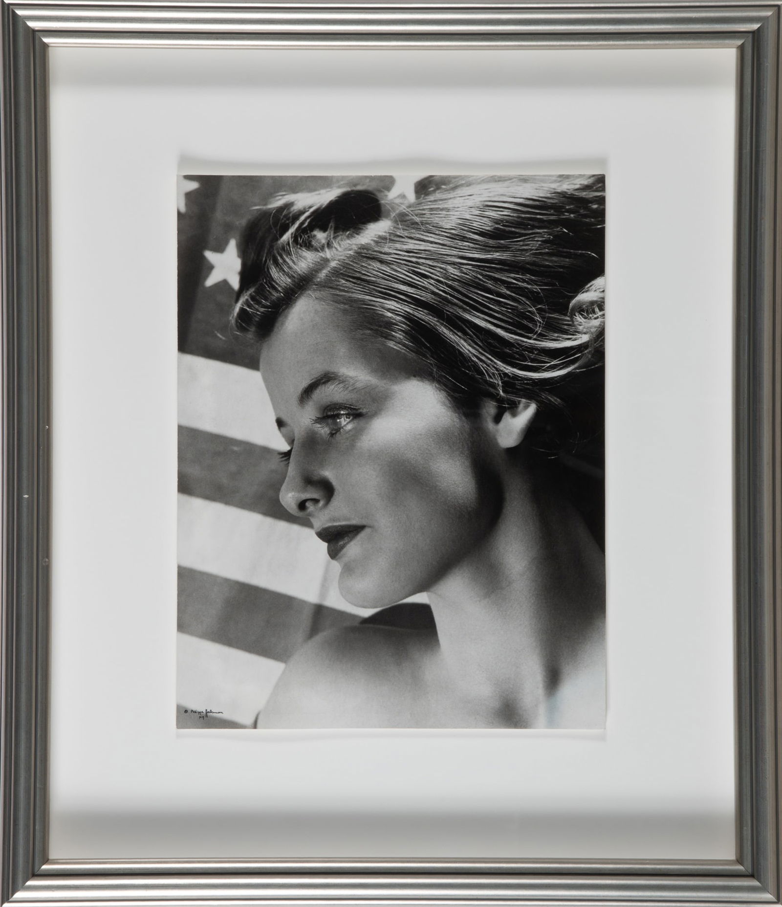 Philippe Halsman's "Red Victory" advertisement: HALSMAN, PHILIPPE Red Victory lipstick, Constance Ford for Elizabeth Arden, 1941, printed later. Gelatin silver print, 13 3/8 x 10 3/8 inches (34 x 26 cm) on foamcore