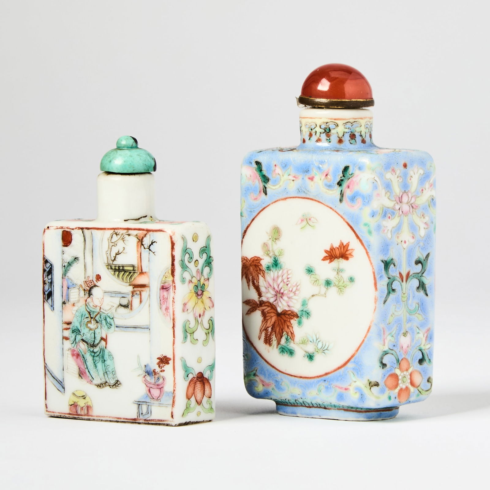 Two Chinese Famille Rose Porcelain Snuff Bottles One with Daoguang Mark, 19th century (1 of 6)