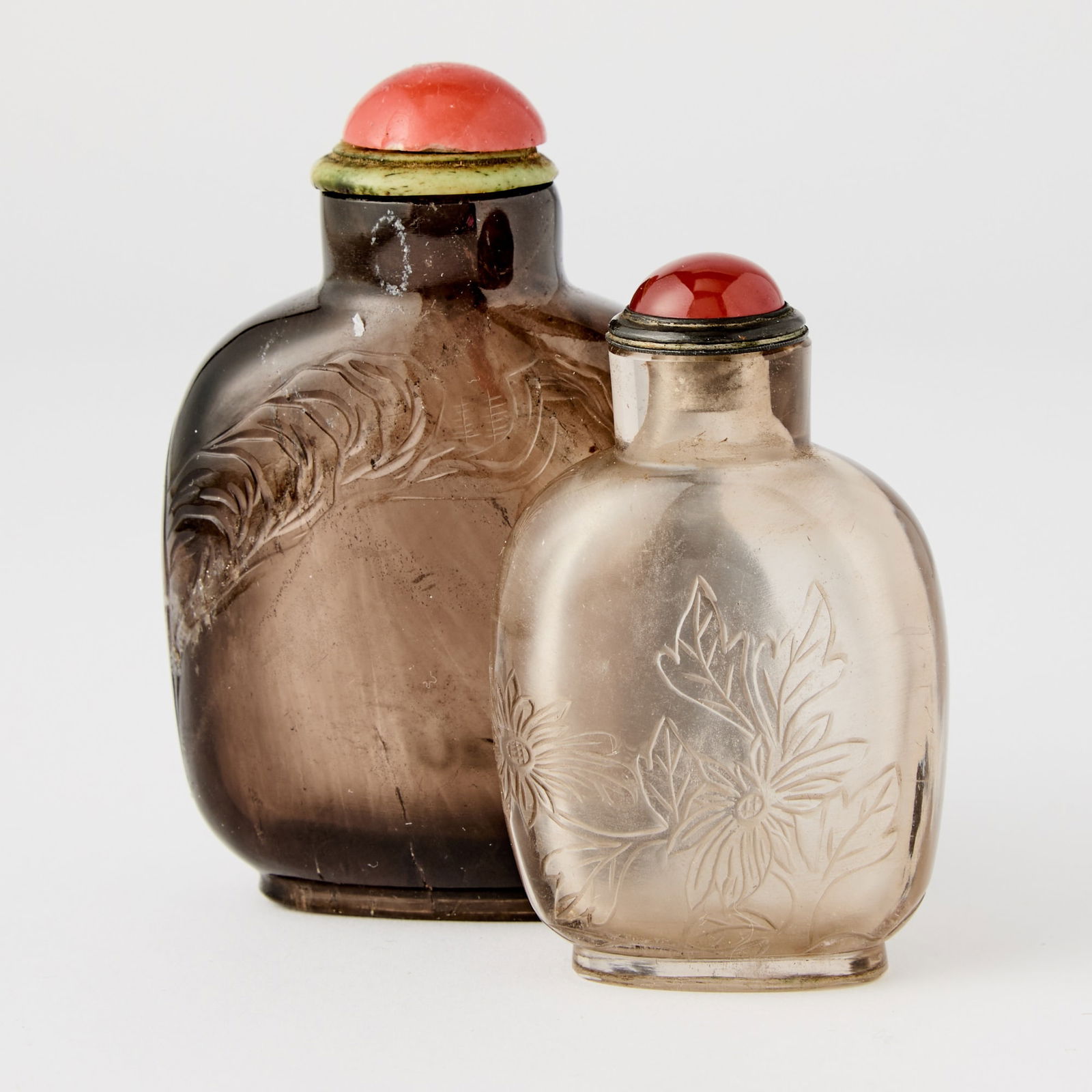 Two Chinese Smoky Quartz Snuff Bottles 19th century (1 of 3)