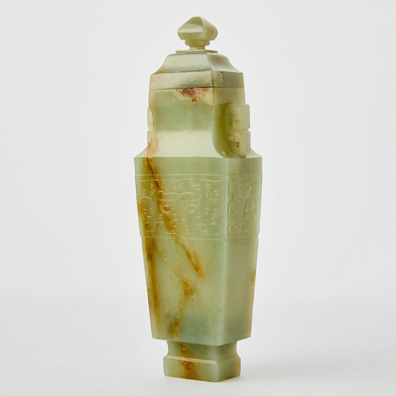 A Chinese Celadon Jade Vase and Cover Qing Dynasty (1 of 5)