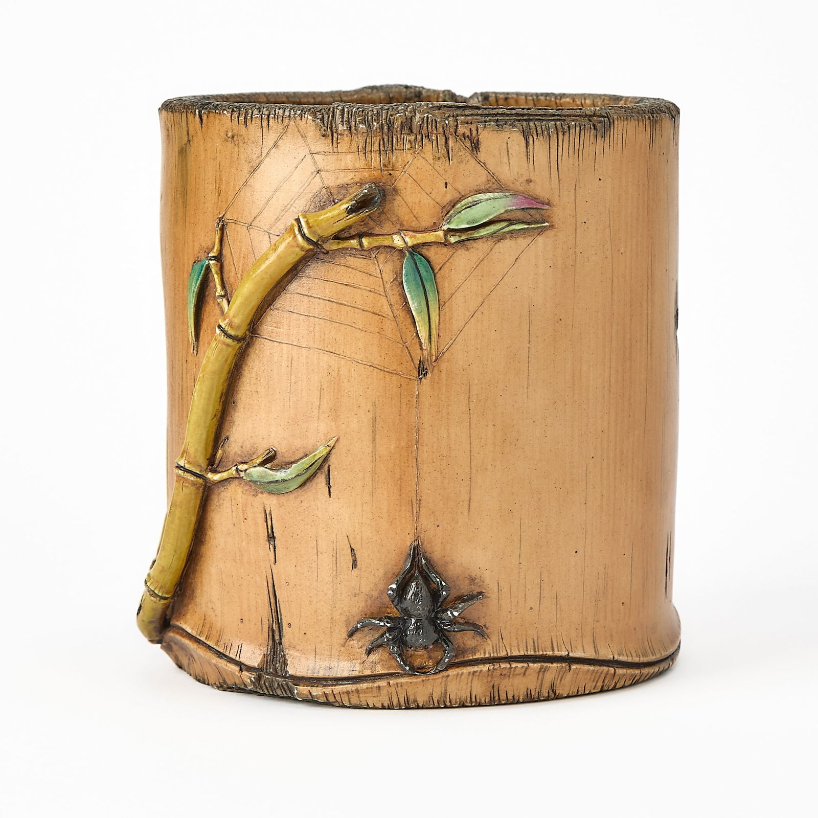 A Finely-Rendered Chinese Faux Bamboo Pottery Brush Pot, Bitong Late Qing-Republic Period (1 of 8)
