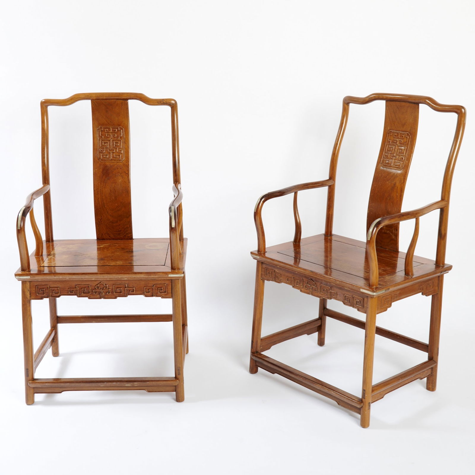 A Pair of Chinese Huanghuali and Mixed Hardwood Yokeback Armchairs, Nanguanmaoyi 18th-19th century (1 of 13)