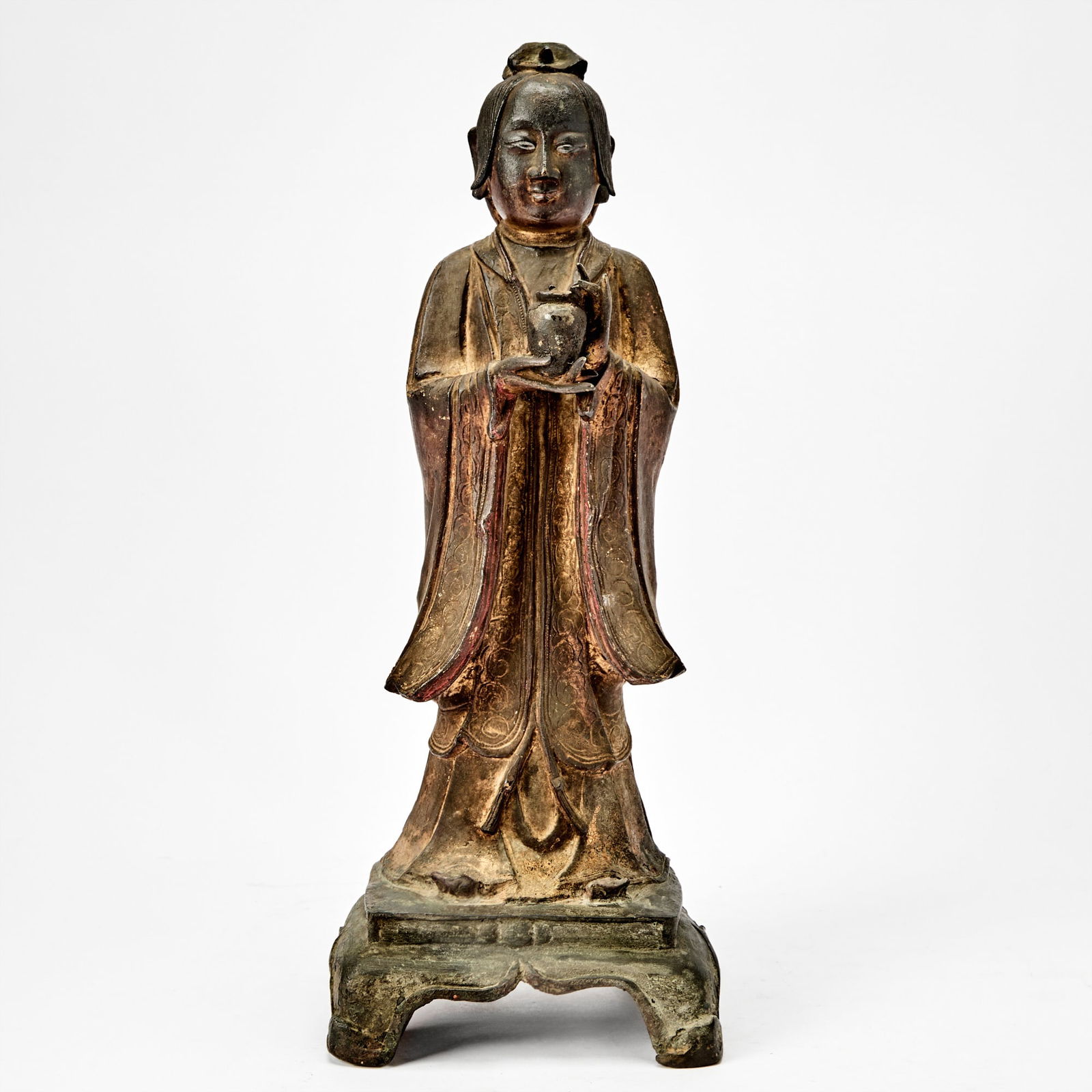 A Chinese Parcel Gilt Lacquered Bronze Figure Ming Dynasty (1 of 5)