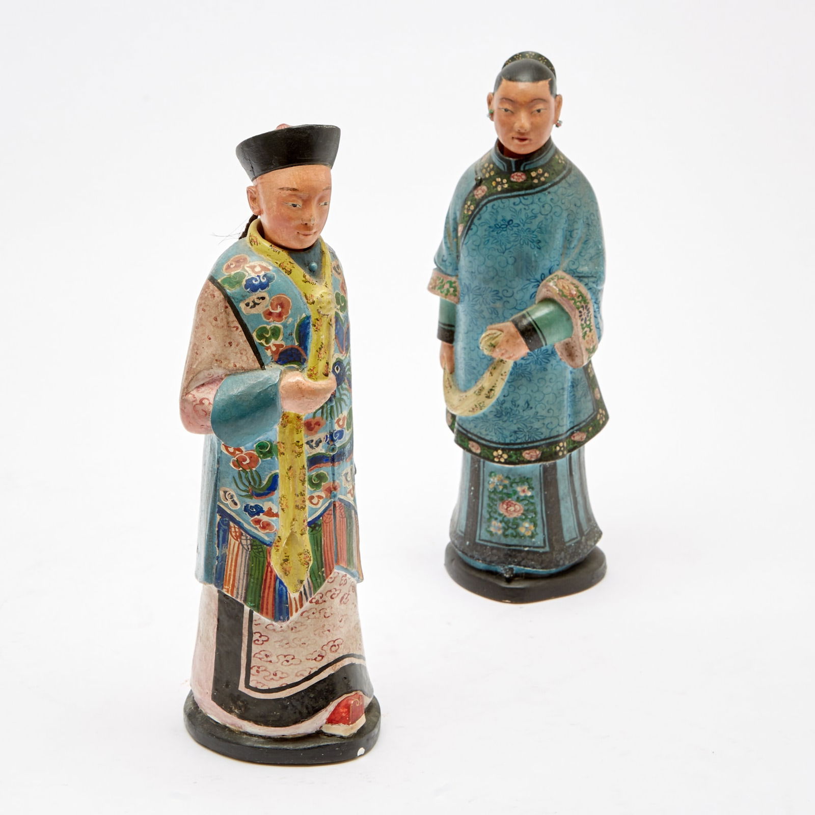 A Pair of Chinese Painted Clay Nodding Figures Early 19th century (1 of 6)