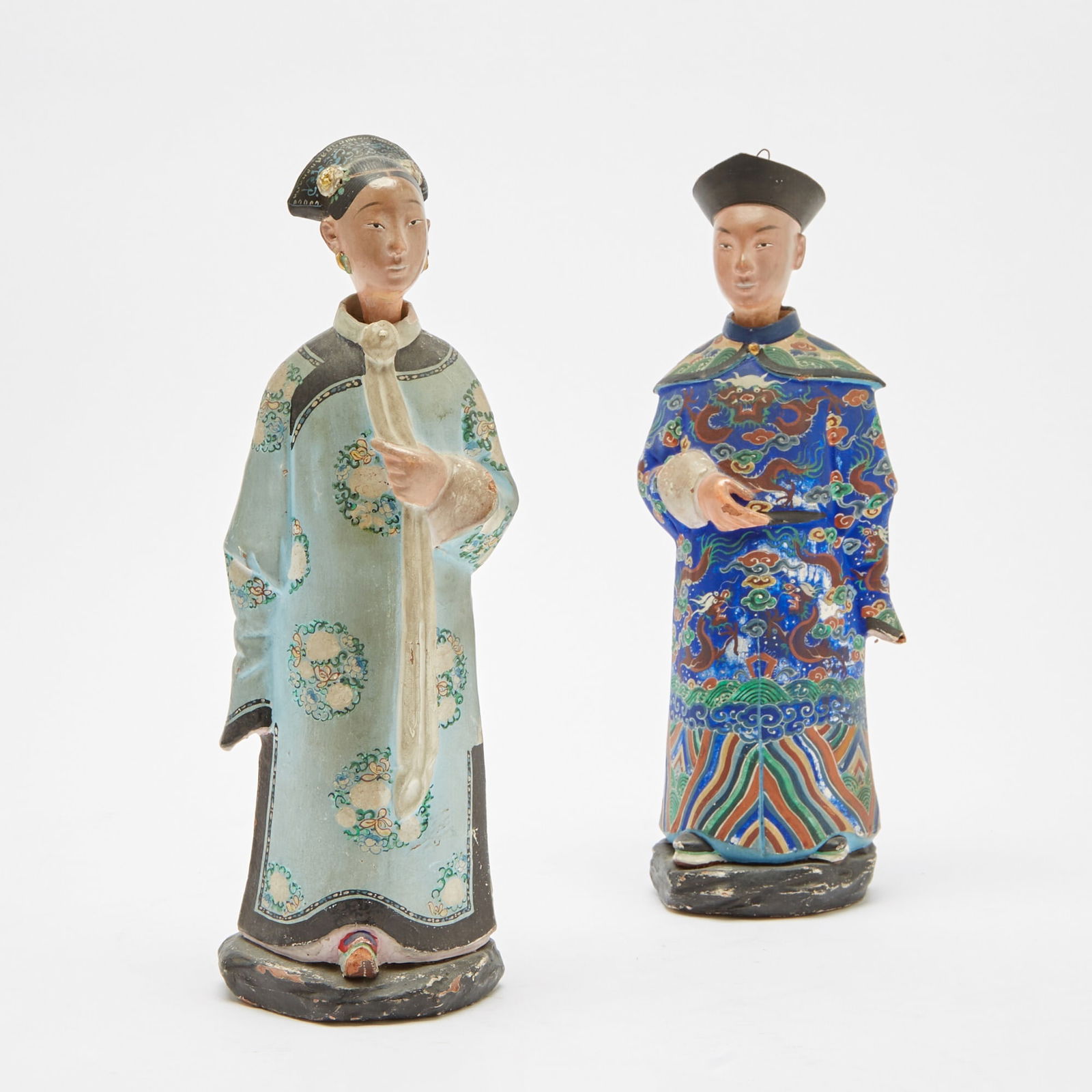 A Pair of Chinese Painted Clay Nodding Figures Early 19th century (1 of 6)
