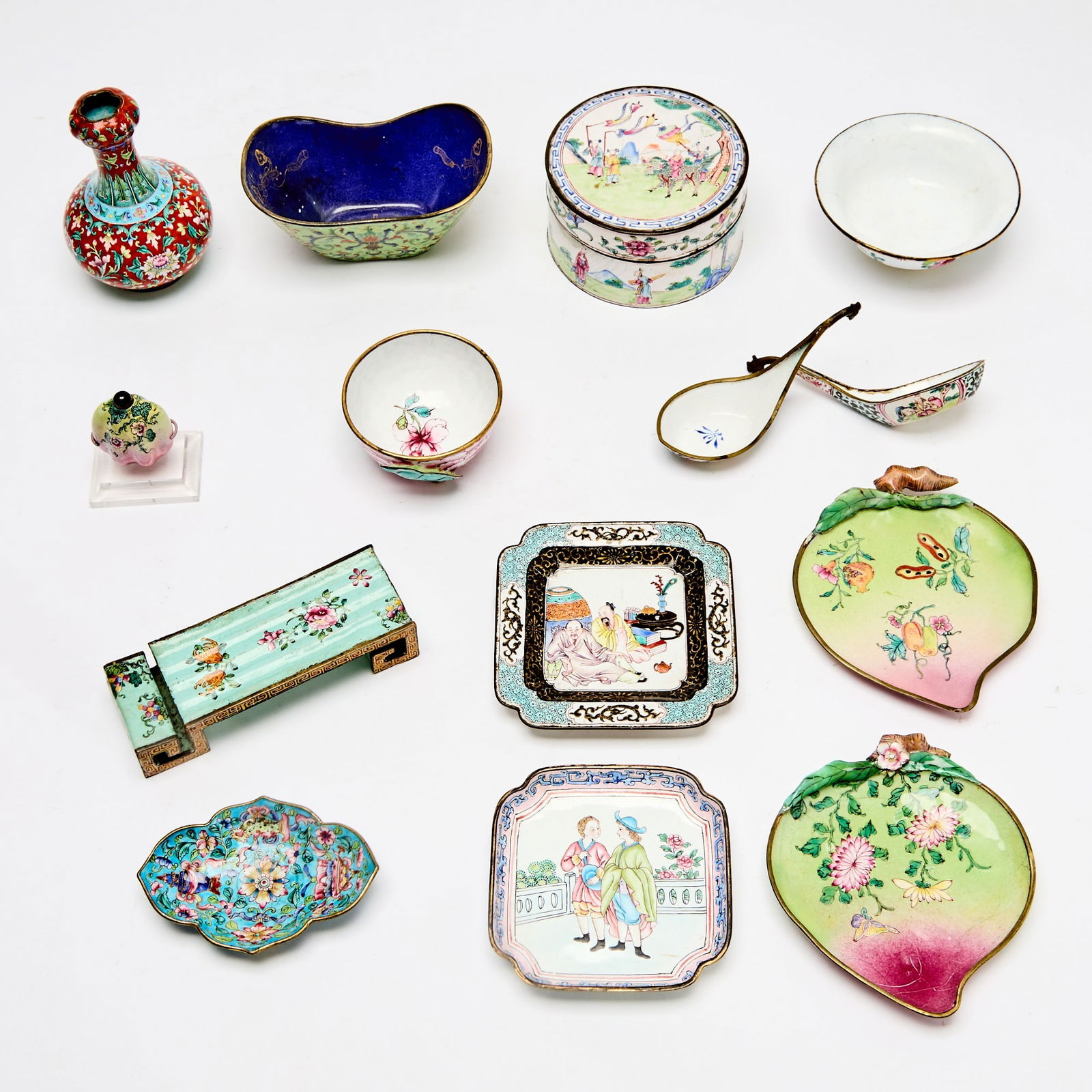 A Group of Fourteen Chinese Canton Enamel Articles 18th-19th Century (1 of 7)
