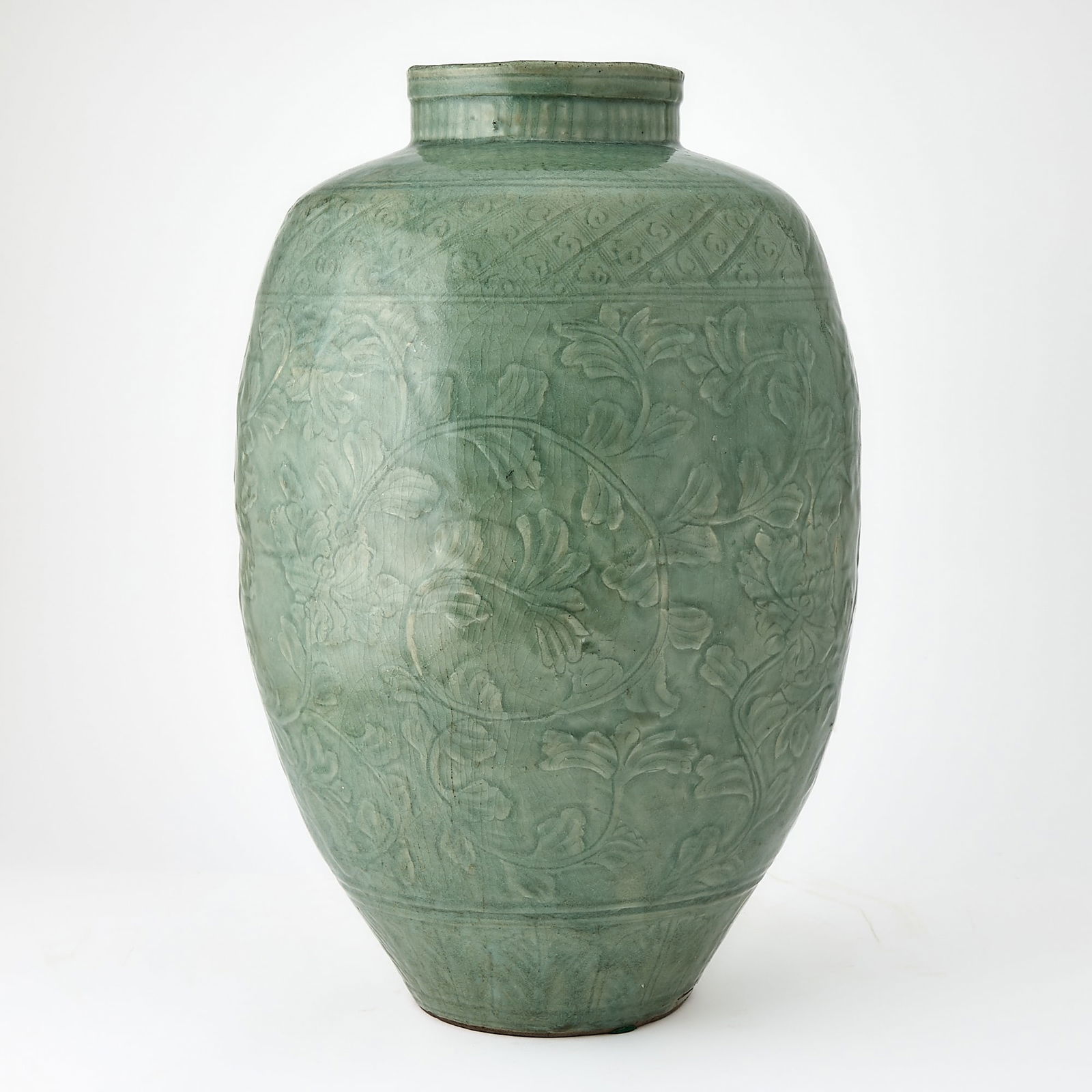 A Large Chinese Longquan Celadon Vase Ming Dynasty (1 of 6)