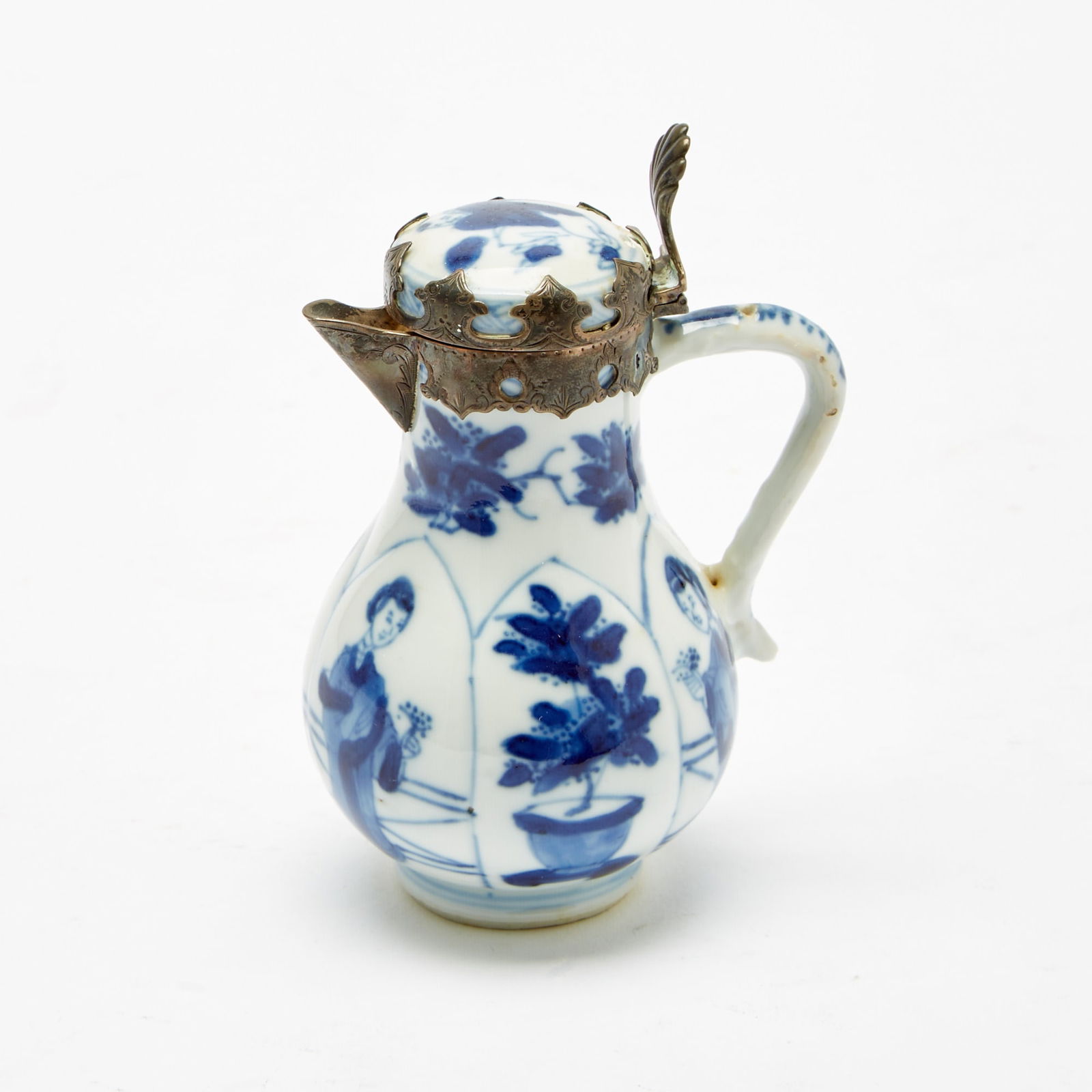 A Chinese Silver-Mounted Blue and White Porcelain Miniature Jug Kangxi Period (1 of 6)