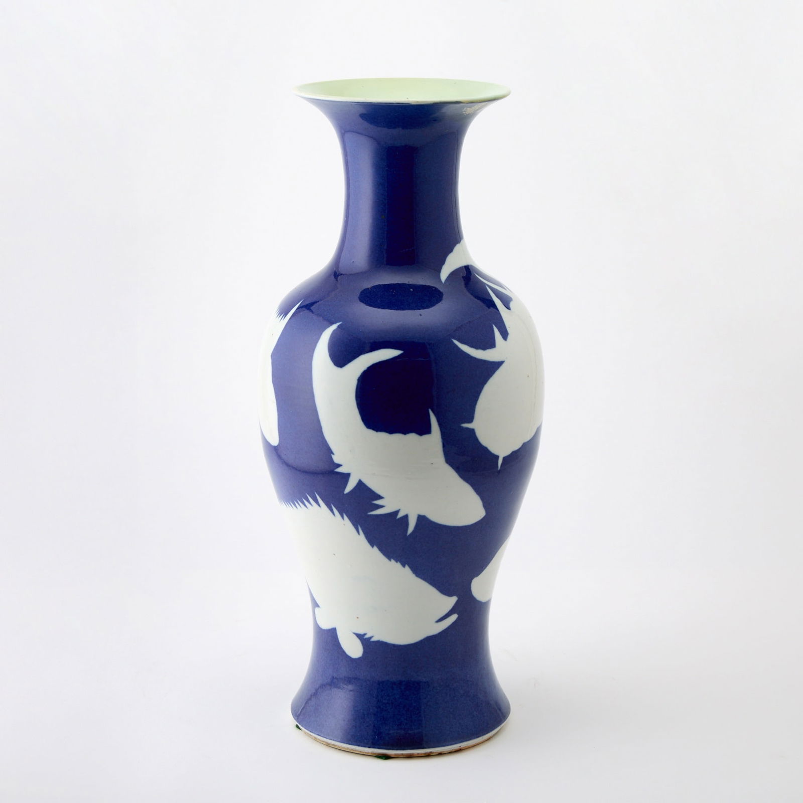 A Chinese Blue Ground Porcelain 'Fishes' Vase Qing Dynasty (1 of 5)