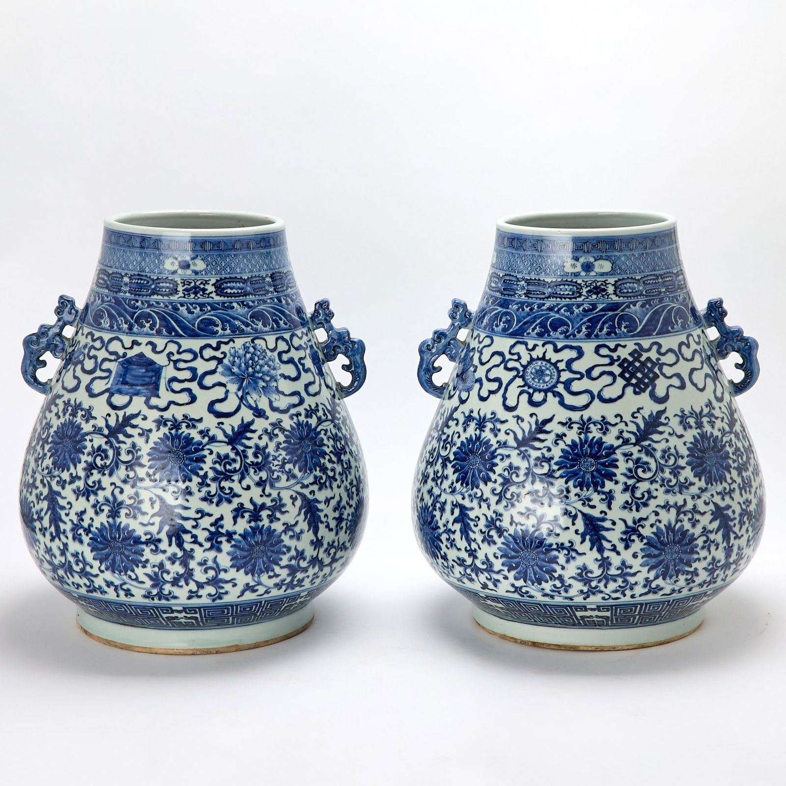 A Pair of Chinese Blue and White Porcelain Hu-Form Vases 19th Century (1 of 5)