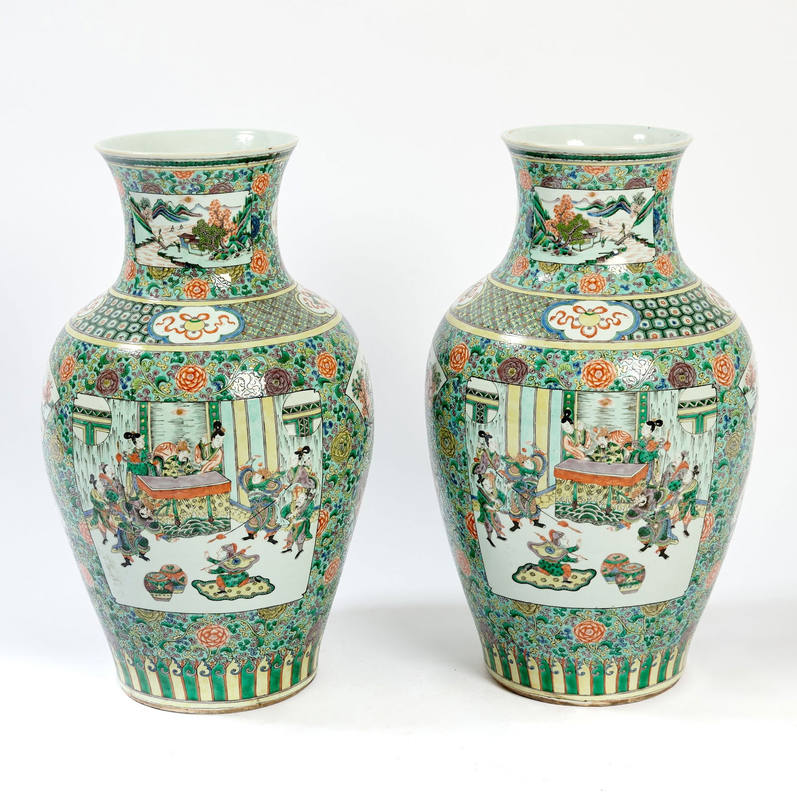 A Pair of Large Chinese Famille Verte Porcelain Vases Qing Dynasty (1 of 6)