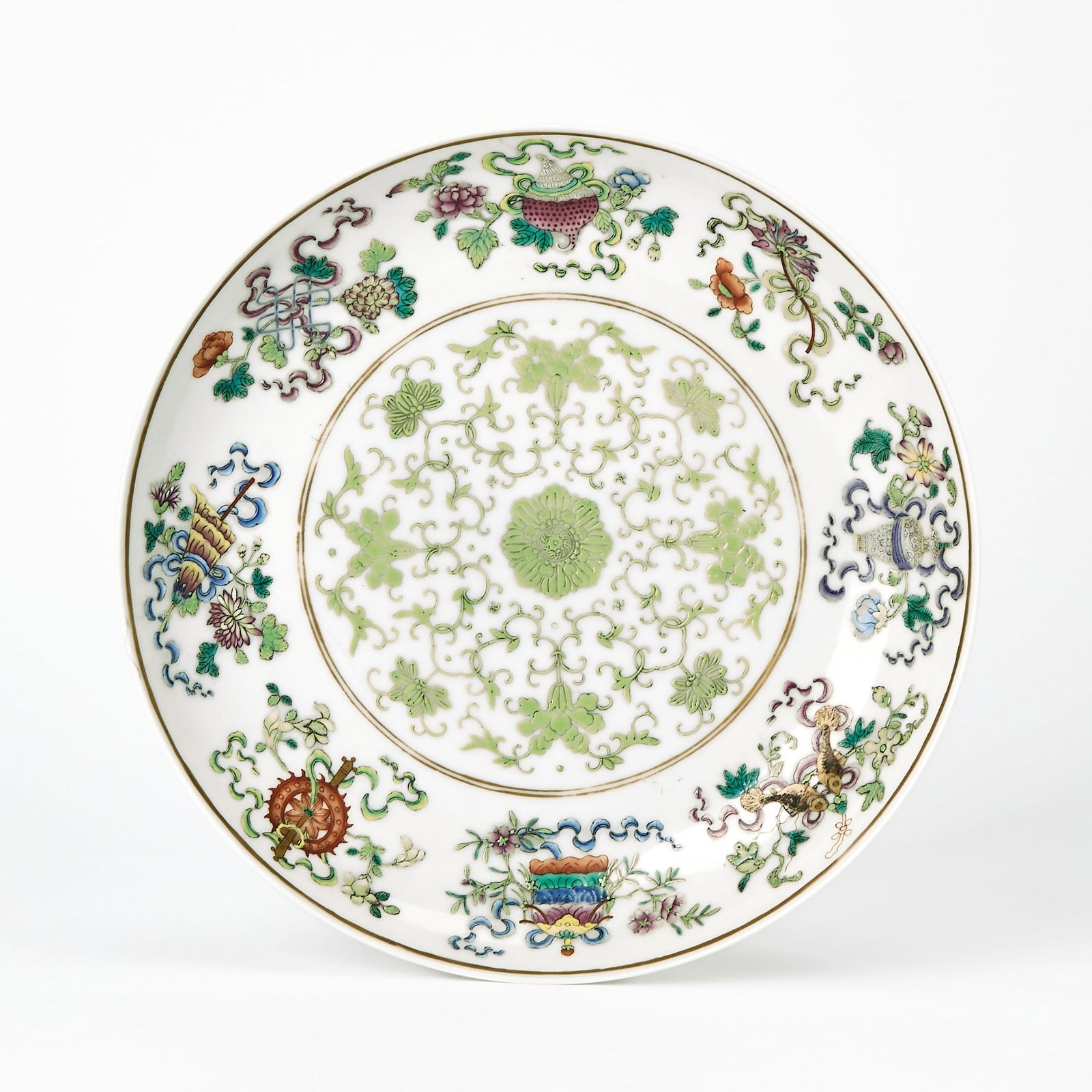 A Chinese Famille Rose Porcelain 'Bajixiang' Dish Tongzhi Six-character Mark and of the Period (1 of 3)