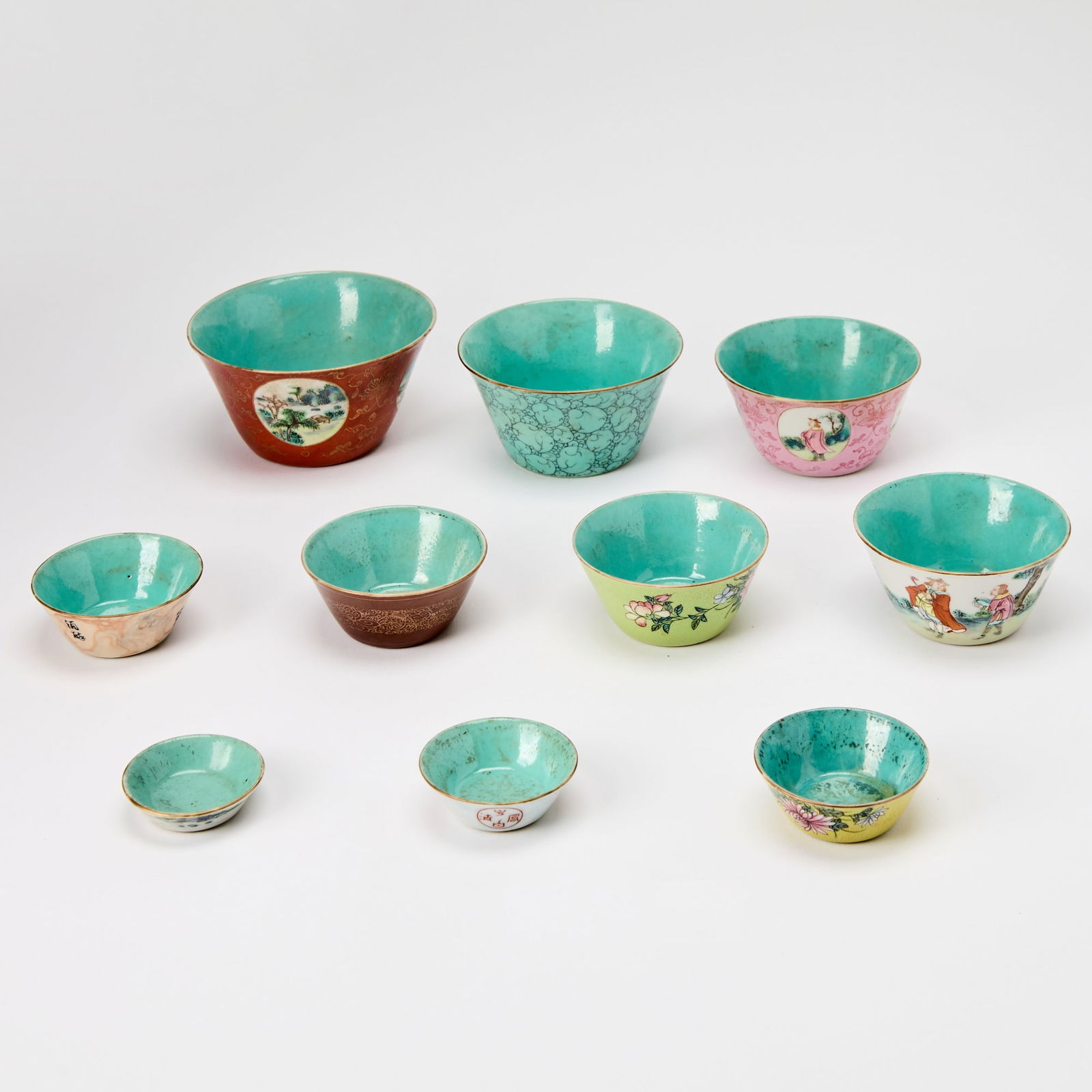 A Group of Chinese Enameled Porcelain Stacking Bowls Late Qing Dynasty (1 of 5)