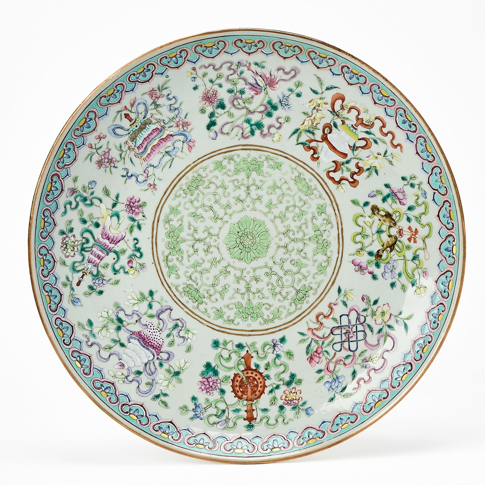 A Large Chinese Porcelain 'Baijixiang' Dish Guangxu Mark and Possibly of the Period (1 of 5)