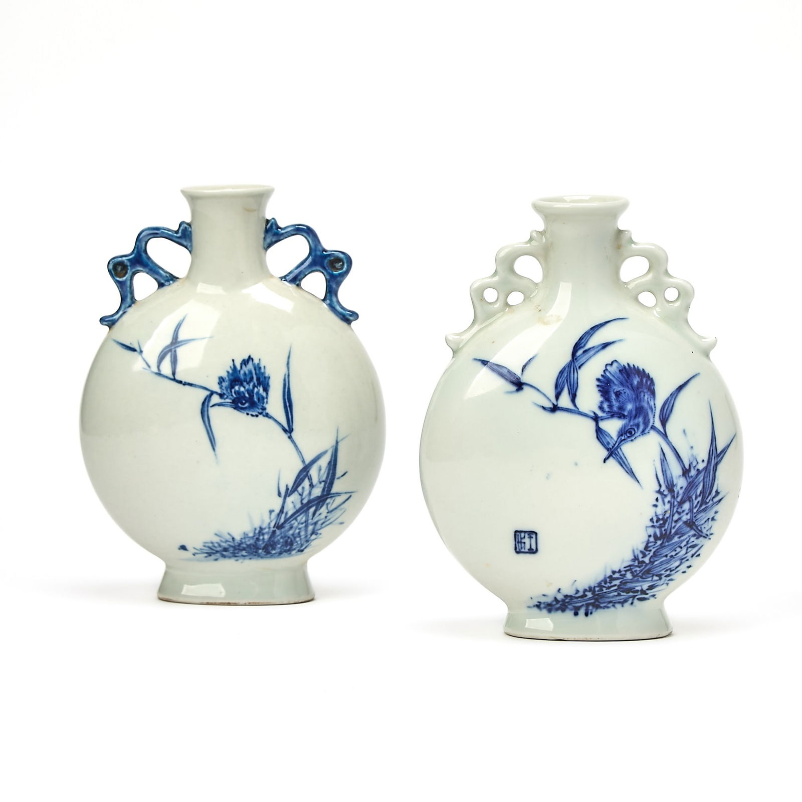 A Matched Pair of Small Chinese Blue and White Porcelain Vases, Baoyueping Signed Wang Bu, Republic (1 of 7)