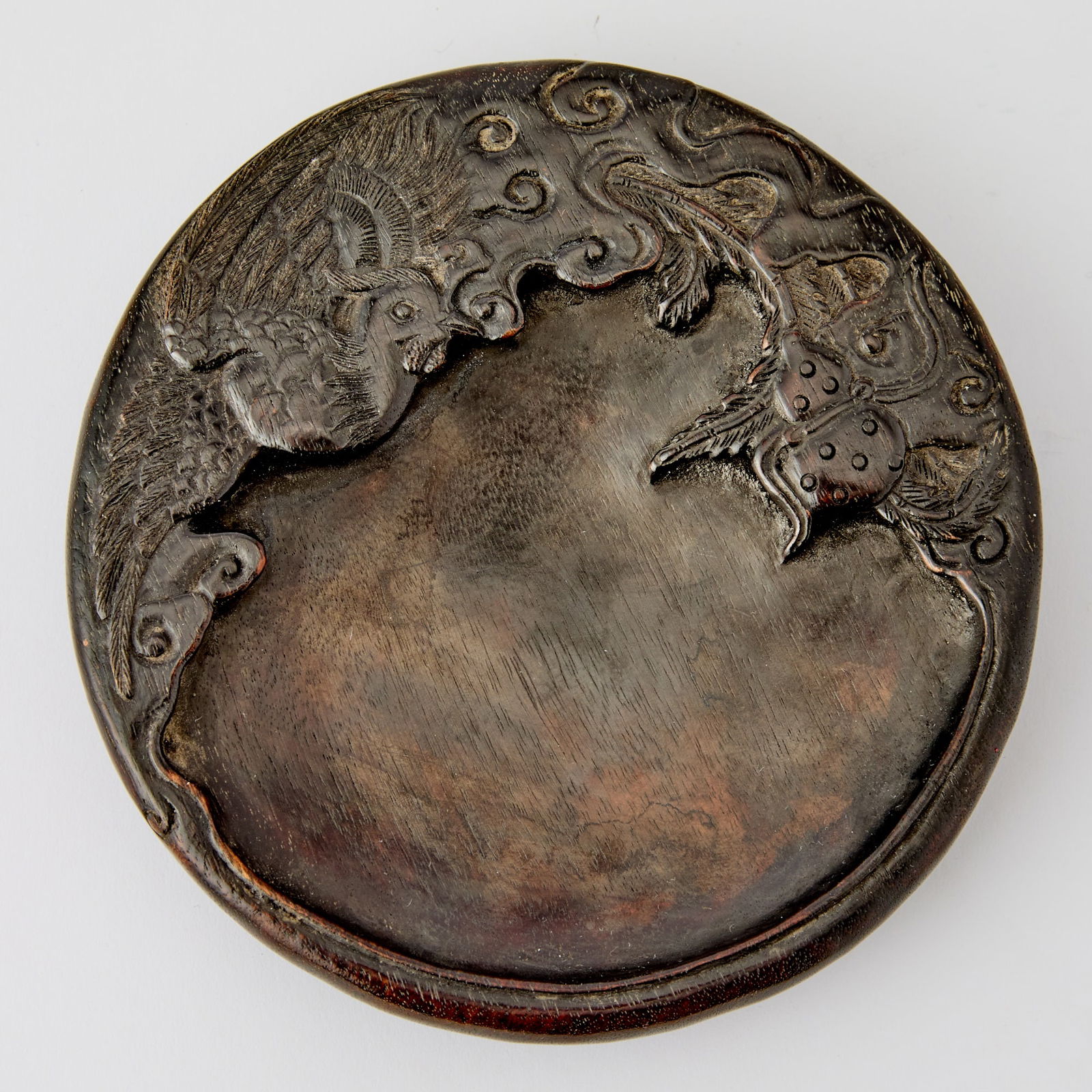 A Chinese Carved Zitan Inkstone Qing Dynasty (1 of 3)