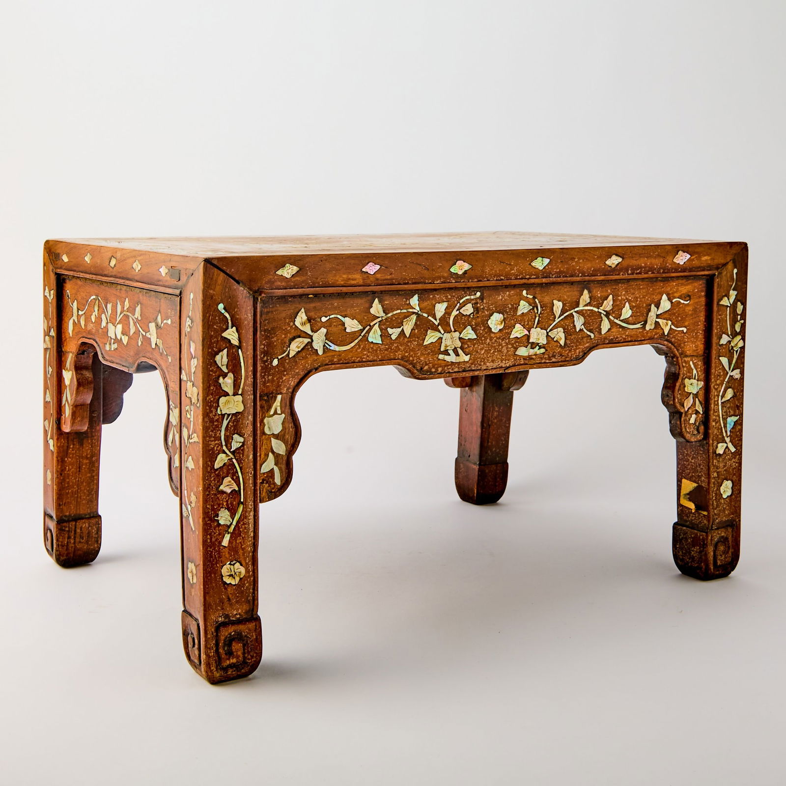 A Chinese Shell-Inlaid Hardwood Low Table Qing Dynasty (1 of 5)