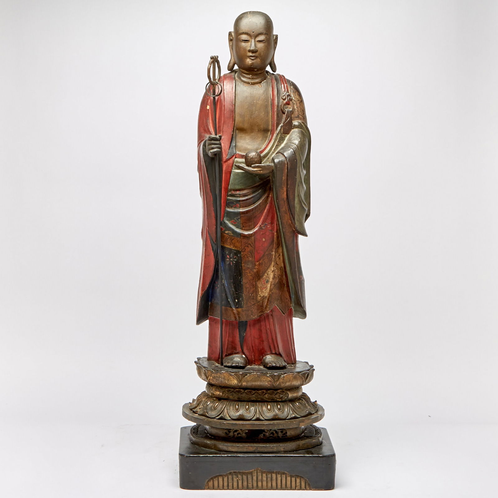 A Japanese Lacquered Wood Figure of Jizo Bosatsu Edo Period (1 of 4)