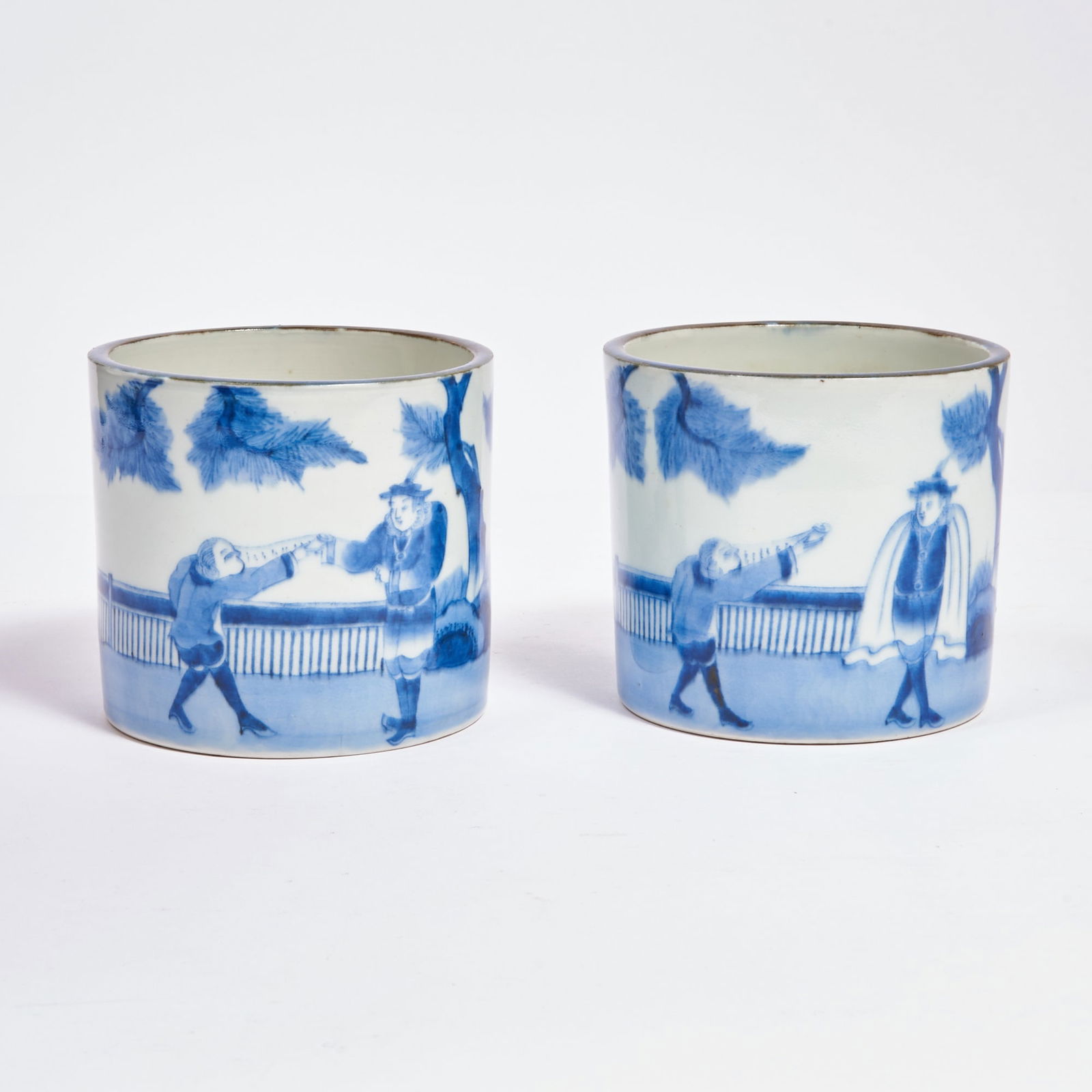 A Pair of Japanese Blue and White Porcelain Brush Pots Edo Period (1 of 4)