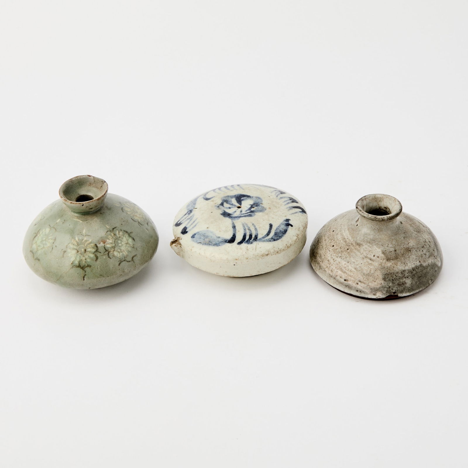 Three Korean Glazed Pottery Scholar's Articles Joseon Dynasty (1 of 6)