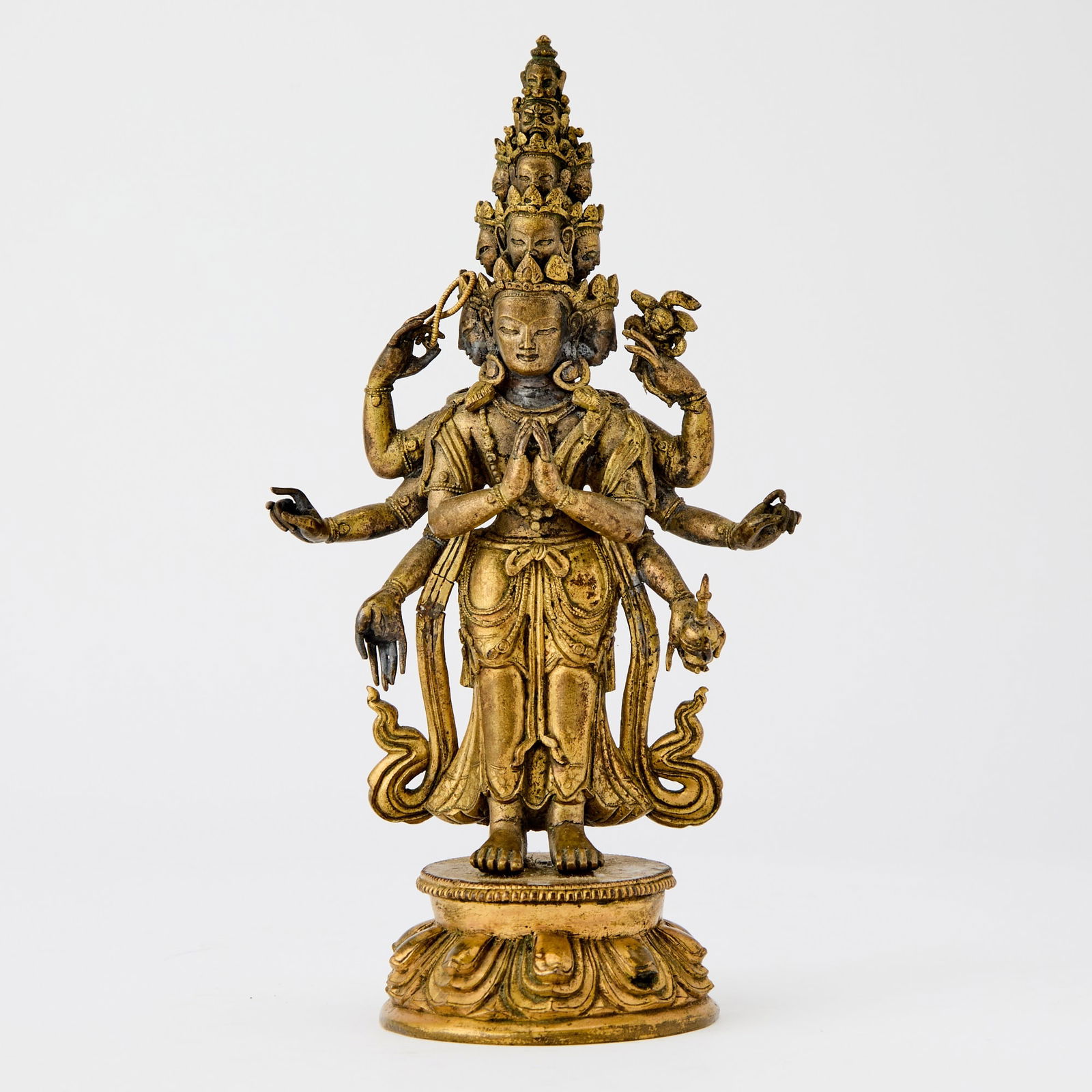 A Tibetan Gilt Bronze Figure of Eleven-Headed Avalokiteshvara 17th-18th century (1 of 5)