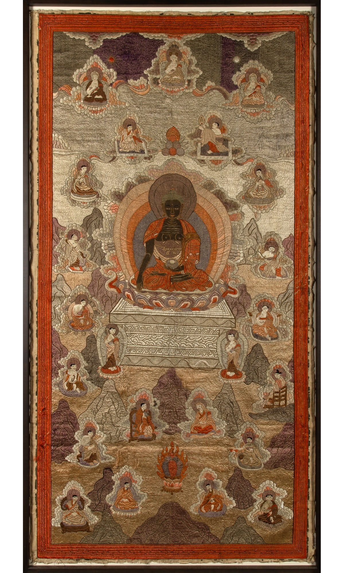 A Large Sino-Tibetan Embroidered Silk Thangka Qing Dynasty (1 of 2)