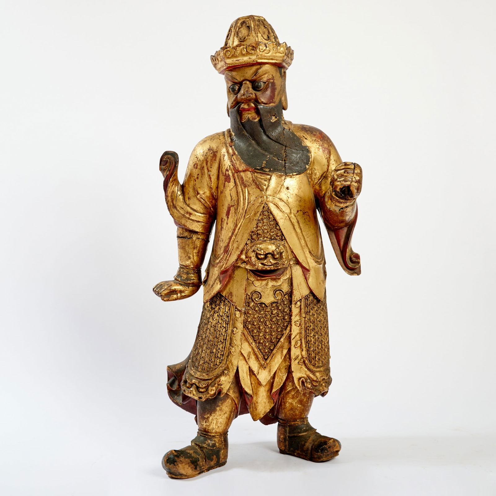 A Large Chinese Gilt Lacquered Wood Figure of a Guardian 18th-19th century (1 of 9)