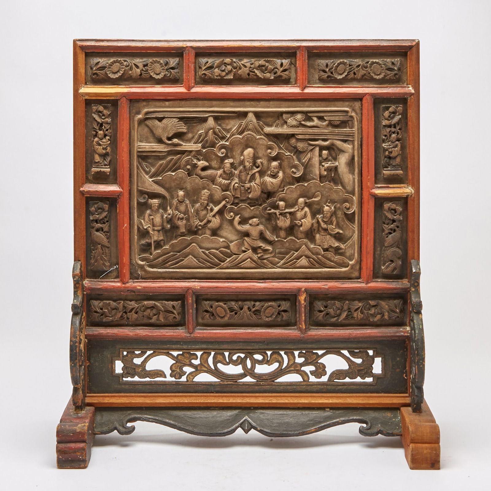 A Large Chinese Mixed Wood Table Screen Late Qing-Republic Period (1 of 3)
