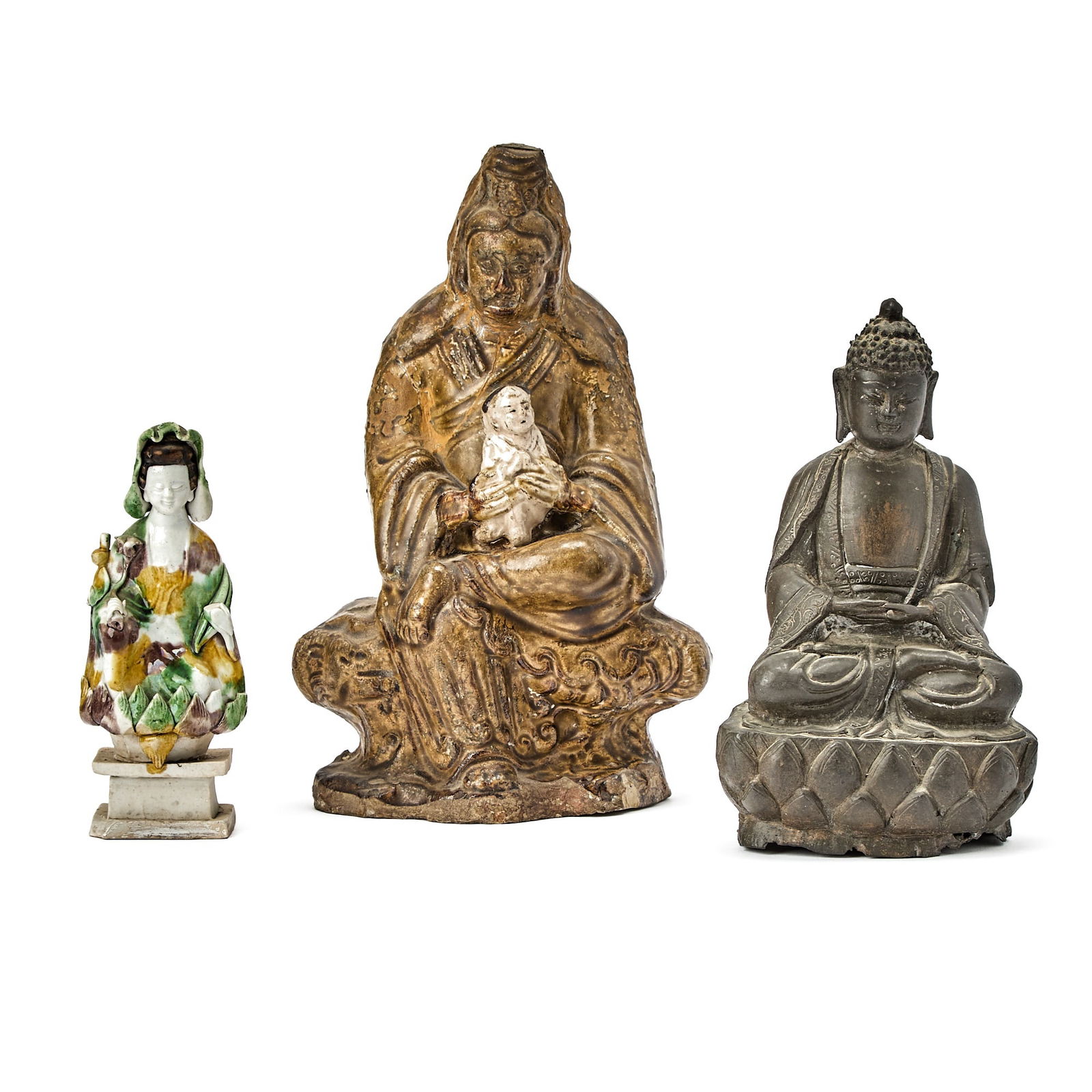 Three Chinese Buddhist Figures Qing Dynasty and earlier (1 of 9)