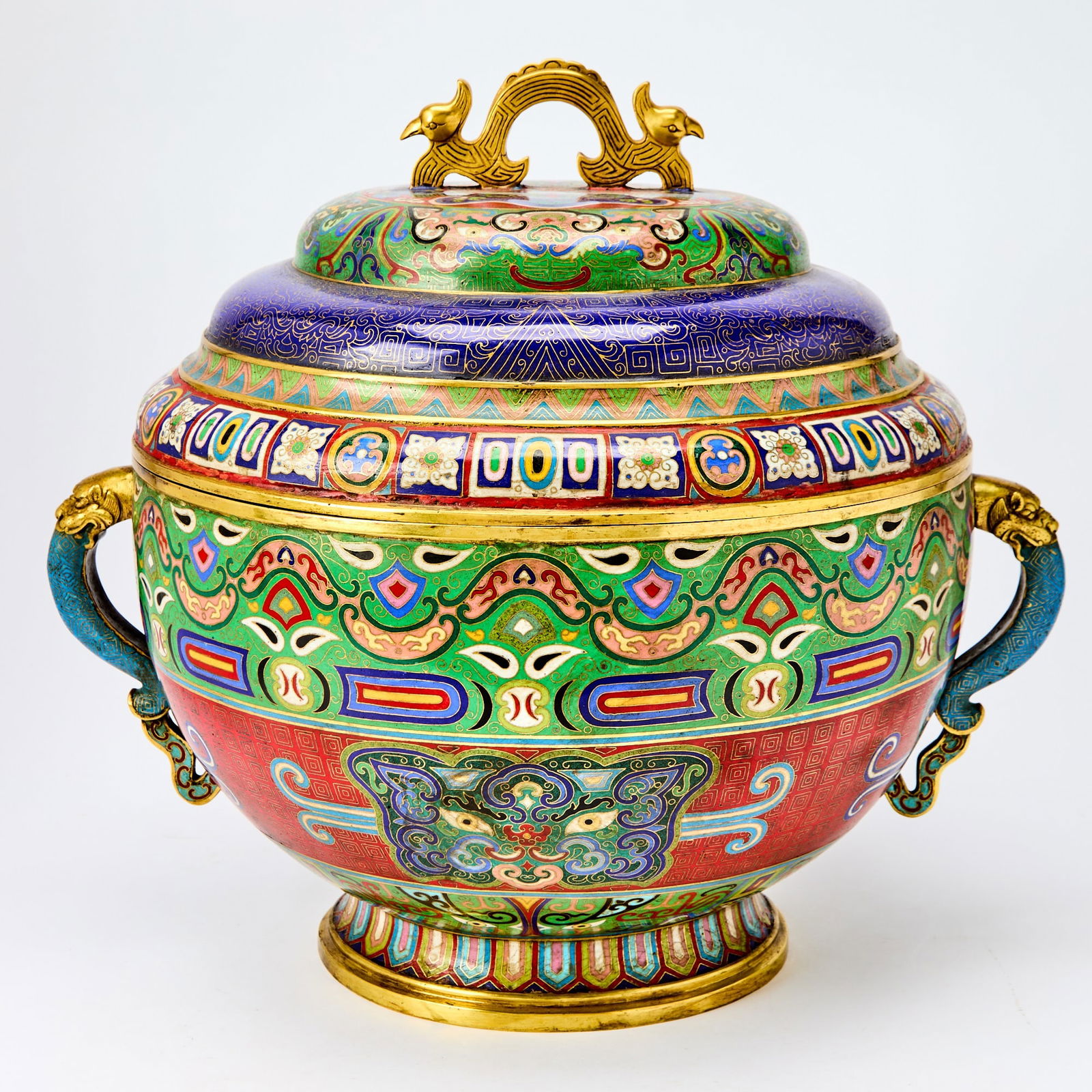 A Large Chinese Cloisonne Enamel Censer and Cover Republic Period (1 of 7)