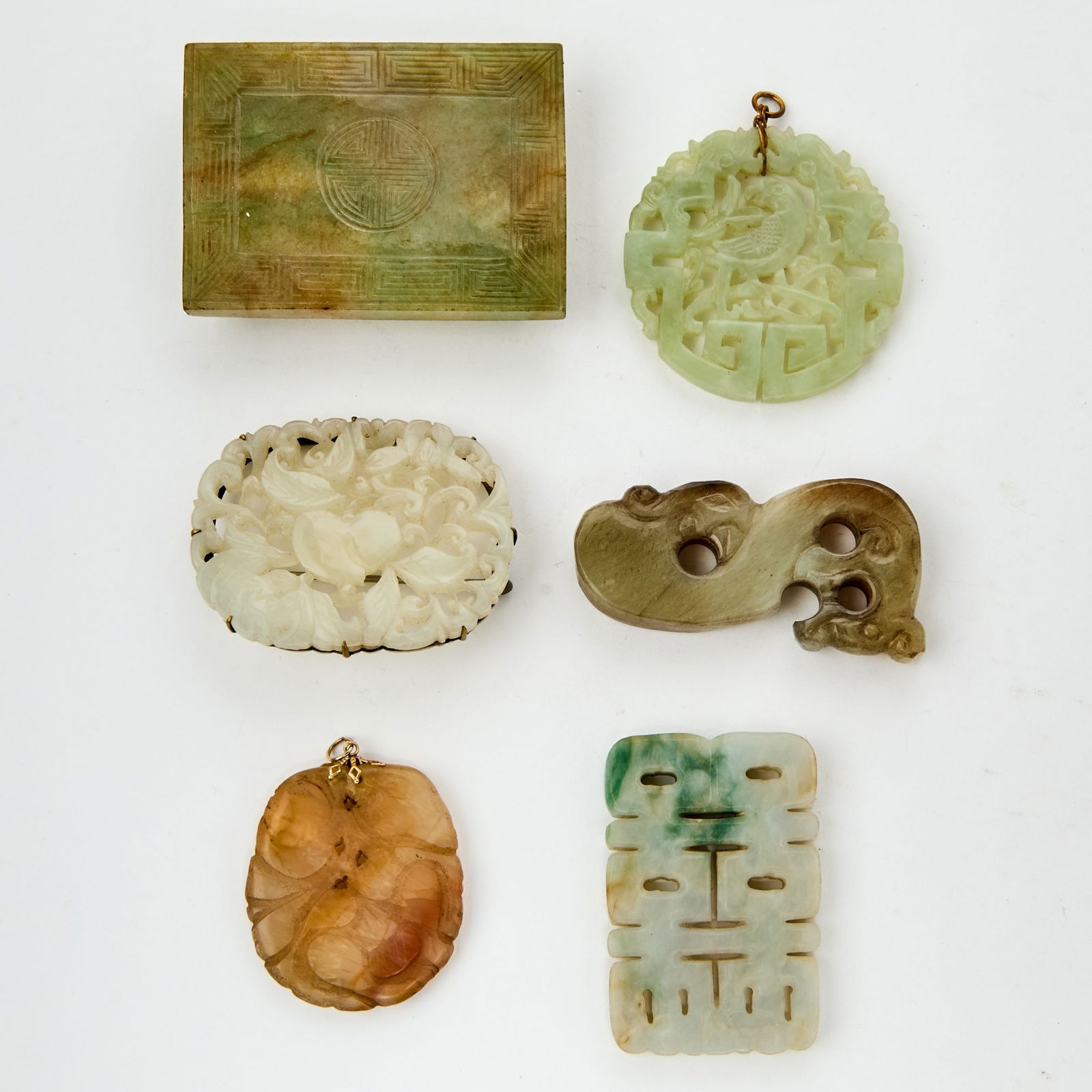 A Group of Chinese Jade Plaques and Pendants Ming-Qing Dynasty and later (1 of 4)