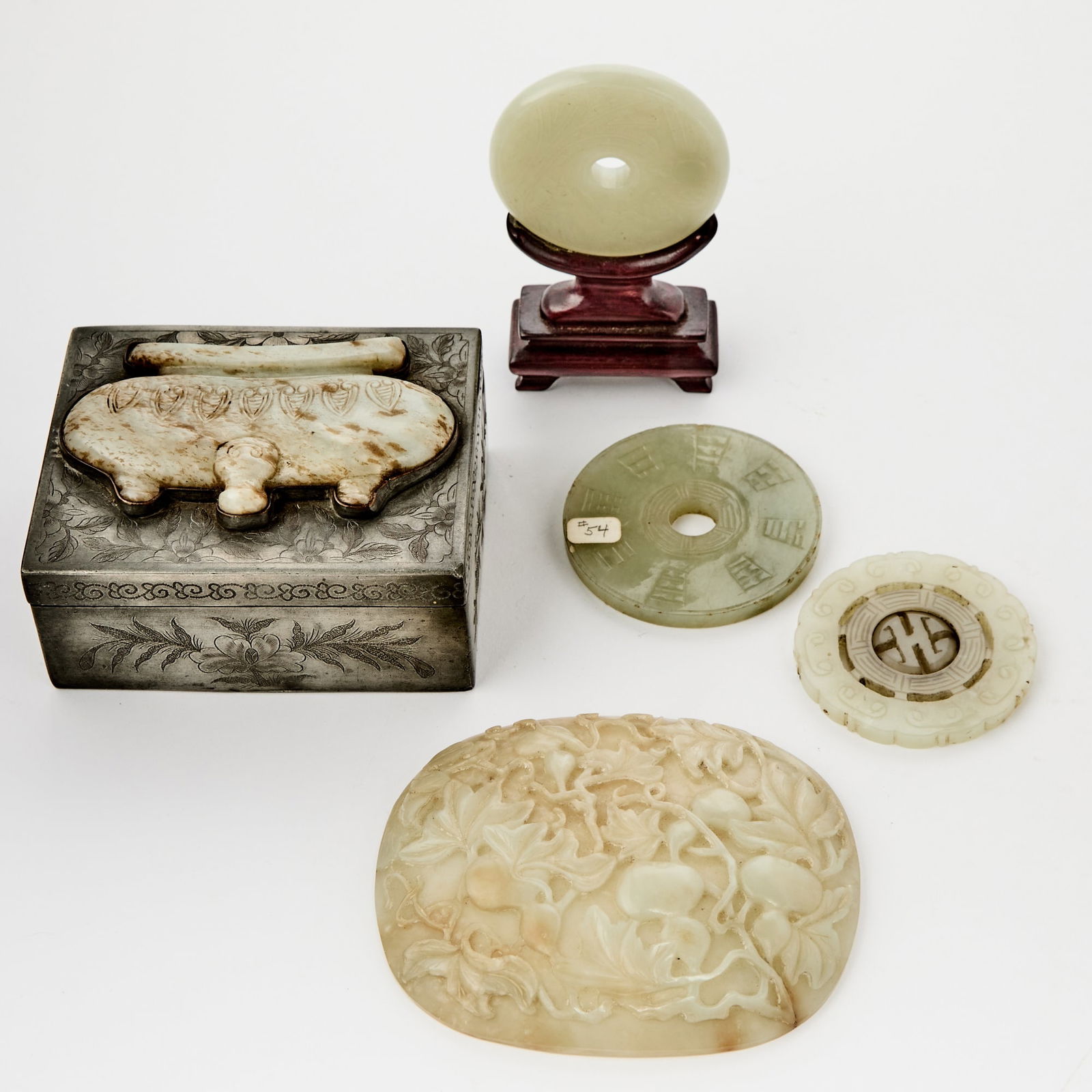 A Group of Chinese White and Celadon Jade Plaques Ming Dynasty and later (1 of 5)