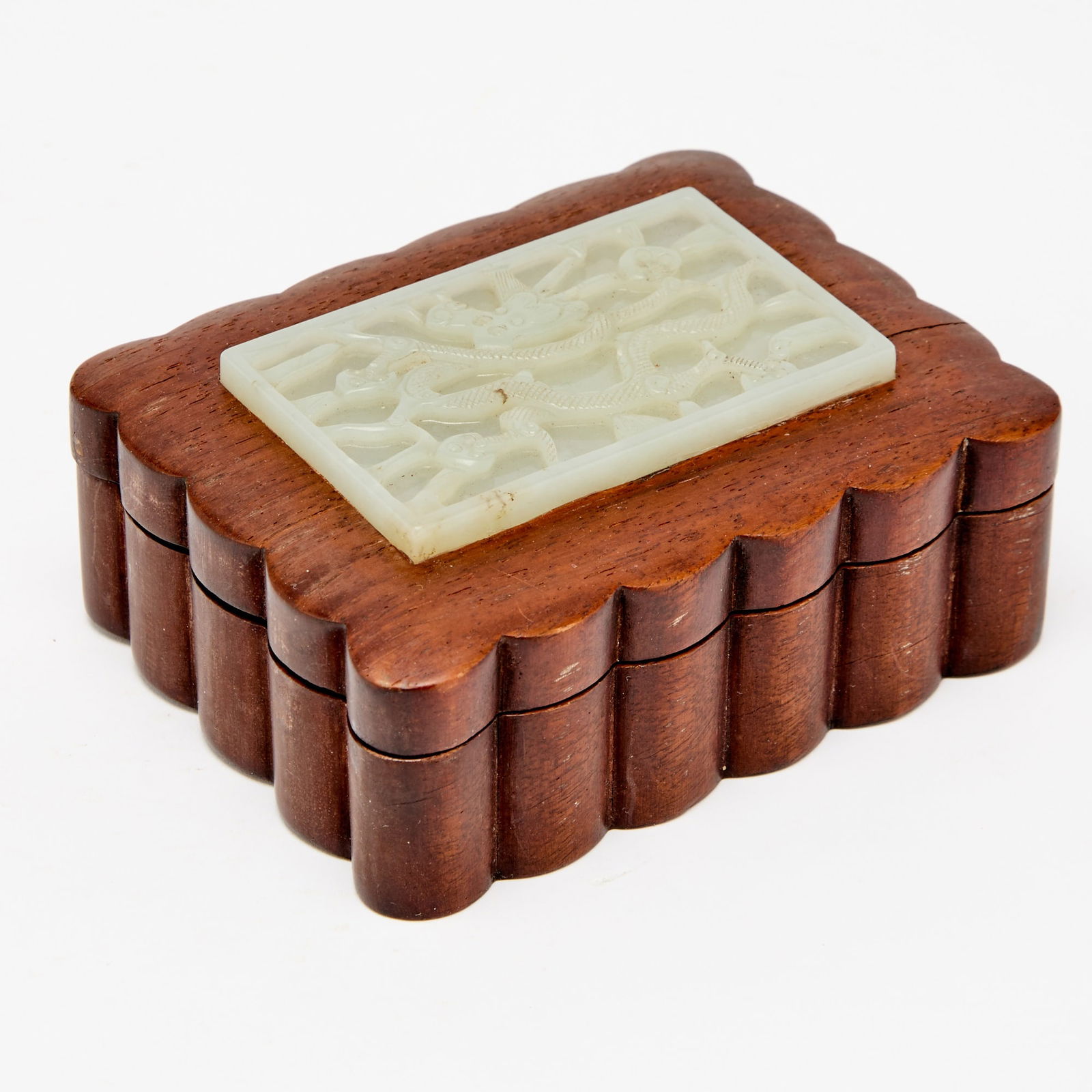 A Chinese Jade-Inset Hardwood Rectangular Box Qing Dynasty (1 of 3)