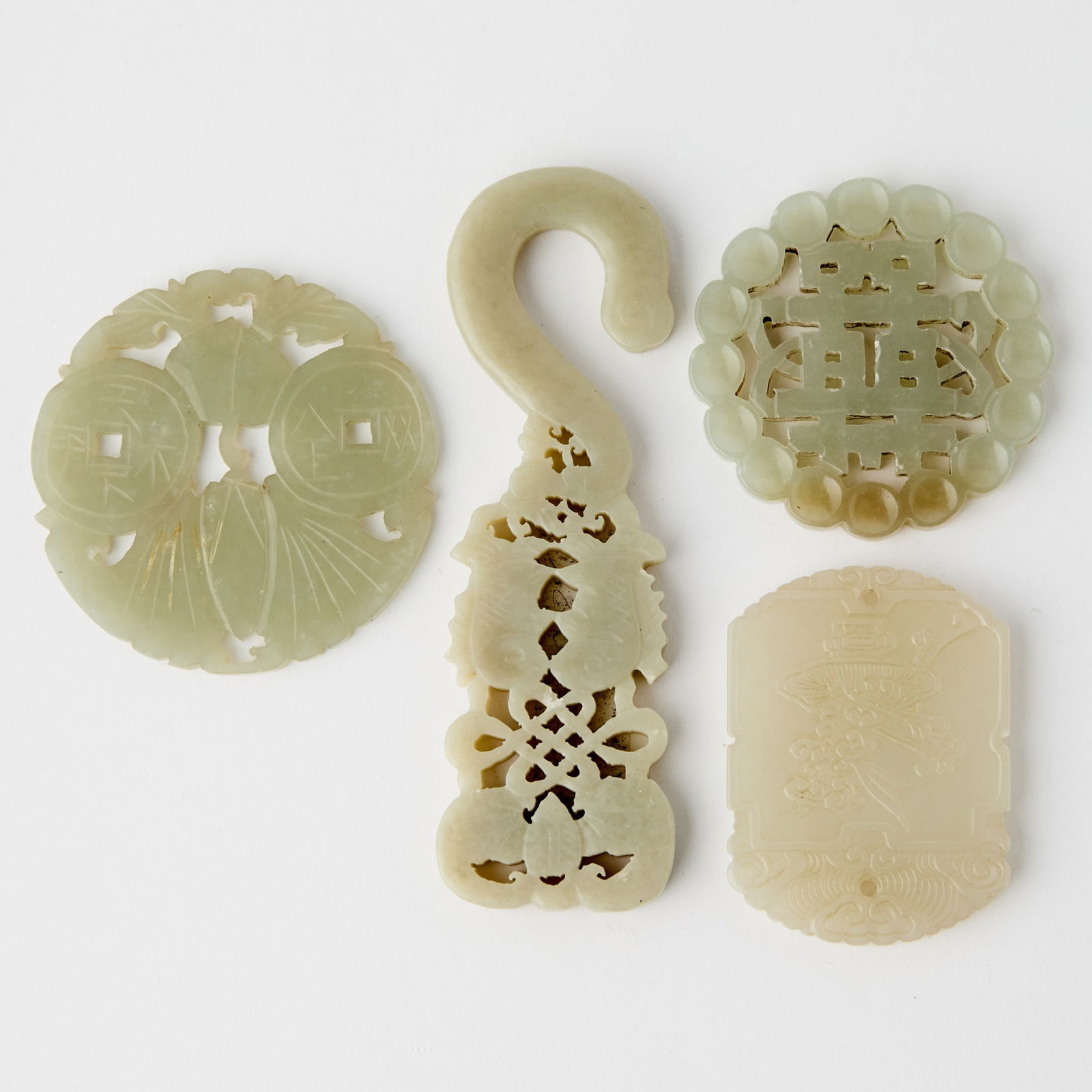 Four Chinese Carved Jade Pendants 19th Century (1 of 5)