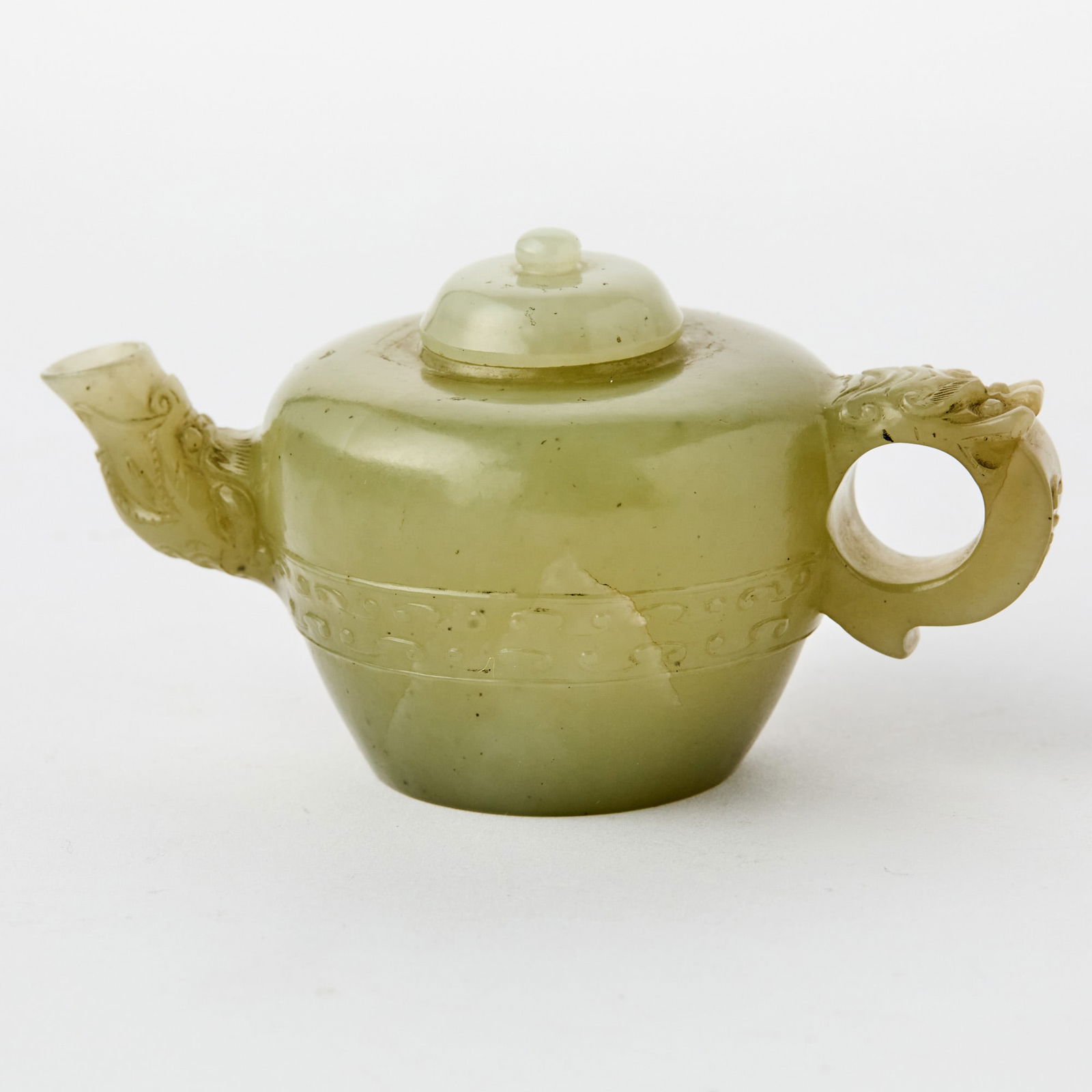 A Small Chinese Celadon Jade Water Pot Qing Dynasty (1 of 4)