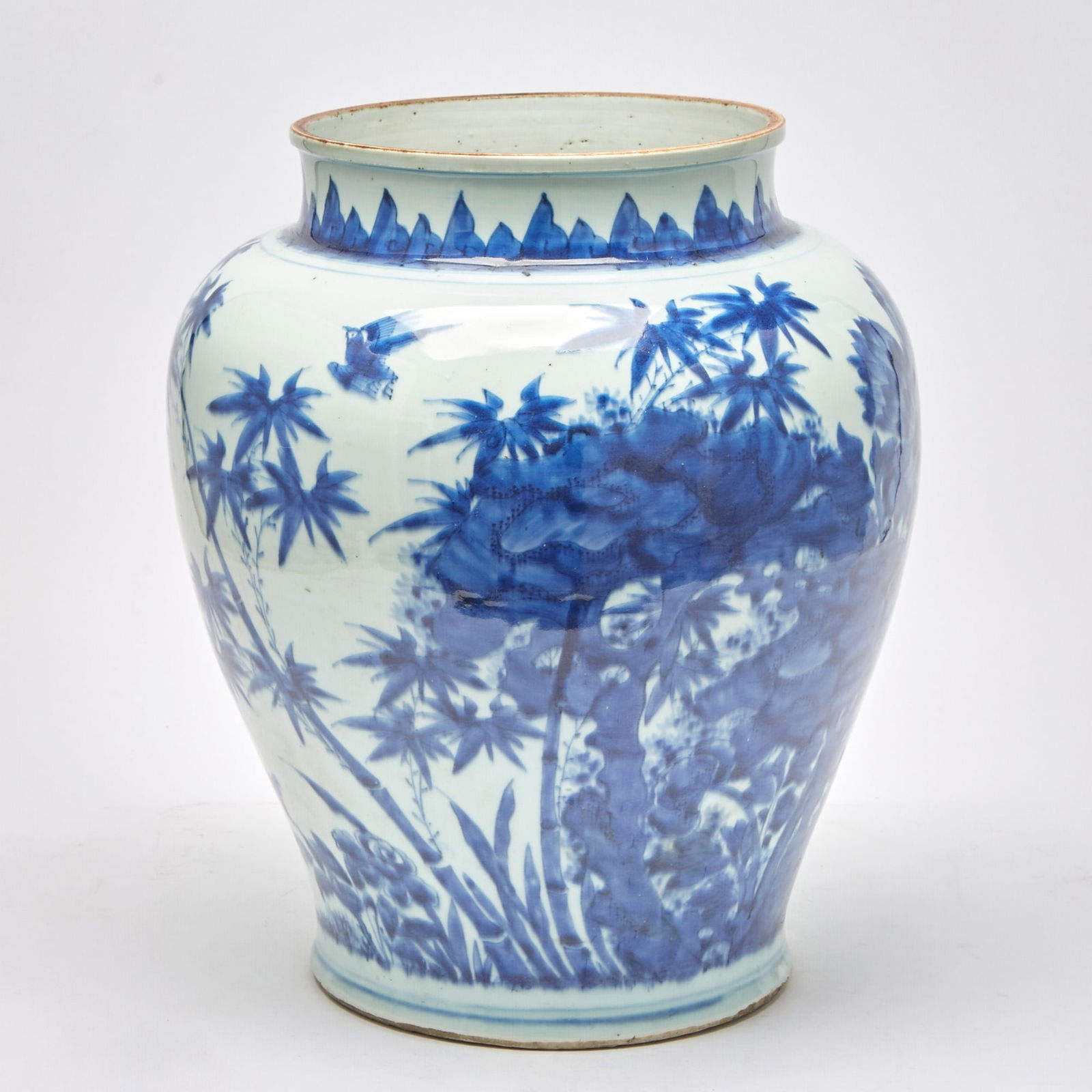 A Large Chinese Blue and White Porcelain Jar Transitional Period (1 of 5)