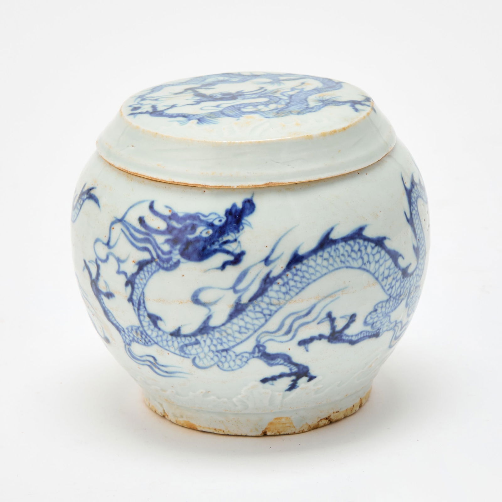 A Chinese Blue and White Porcelain Jar and Cover Yuan-Ming Dynasty or Later (1 of 5)