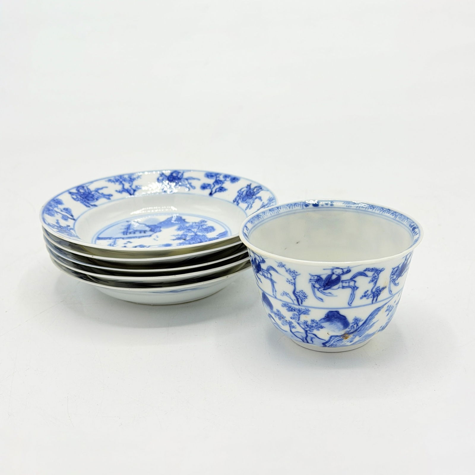 A Group of Five Blue and White Porcelain Articles Mei Yu Ya Zhi Mark, Kangxi Period (1 of 9)