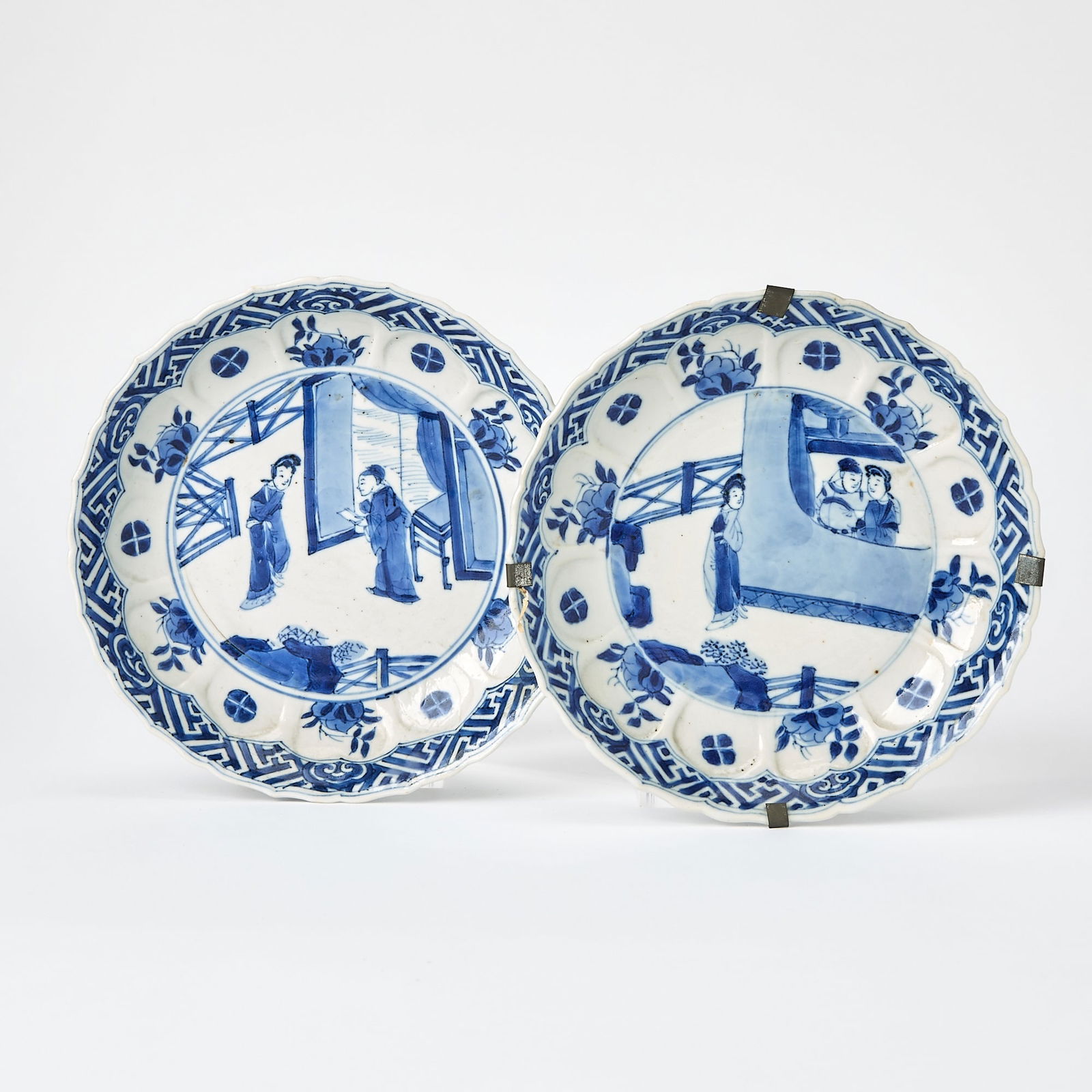 A Pair of Chinese Blue and White Porcelain Saucer Dishes Chenghua Mark, Kangxi Period (1 of 3)